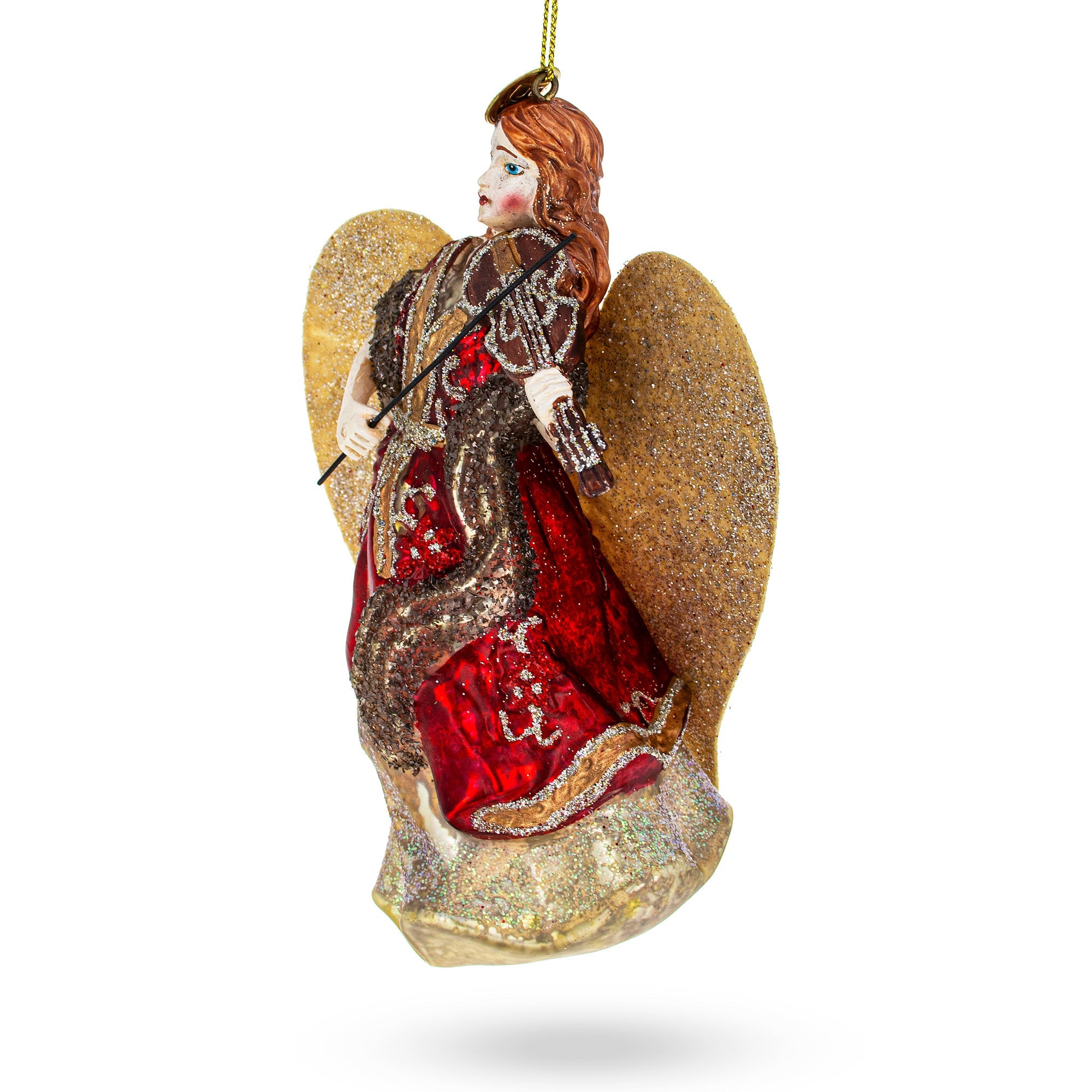 Harmonious Angel Playing Violin - Blown Glass Christmas Ornament