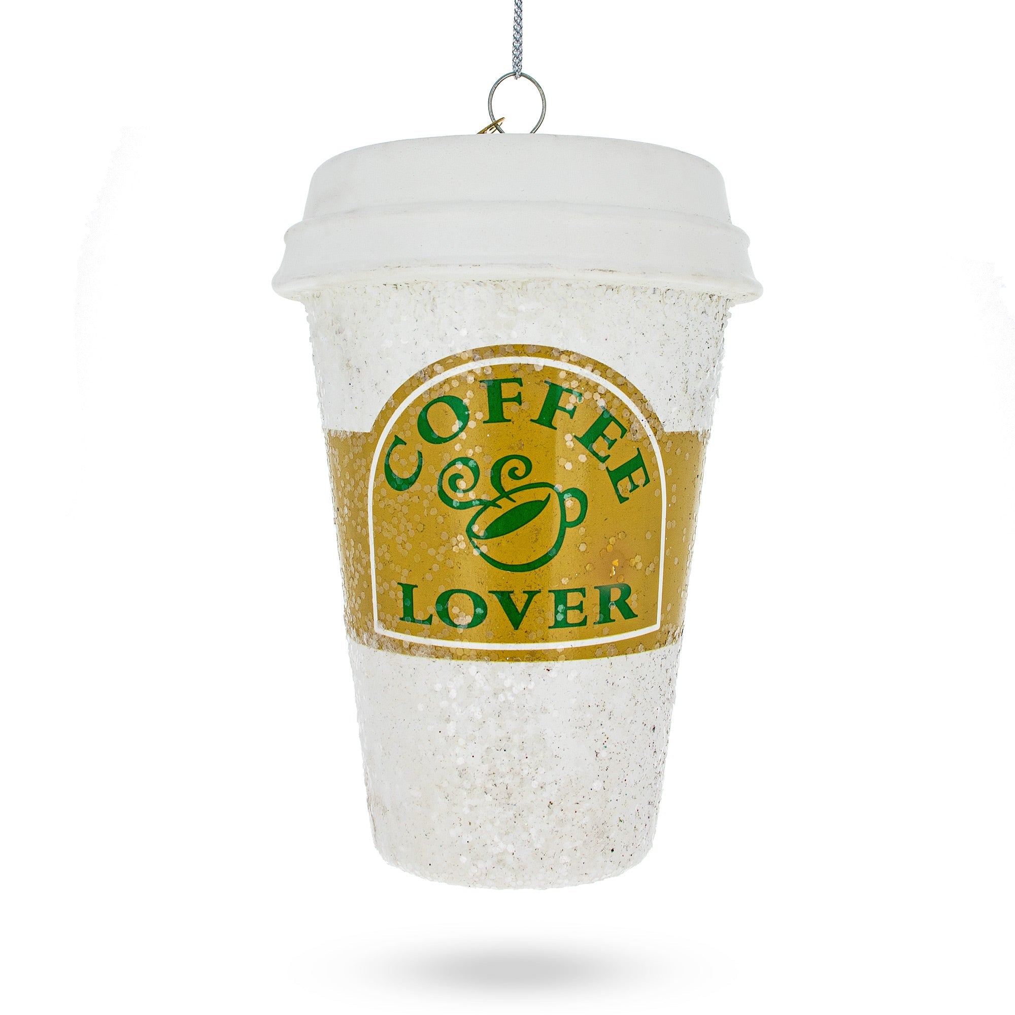 Coffee Lover's Cup - Blown Glass Christmas Ornament