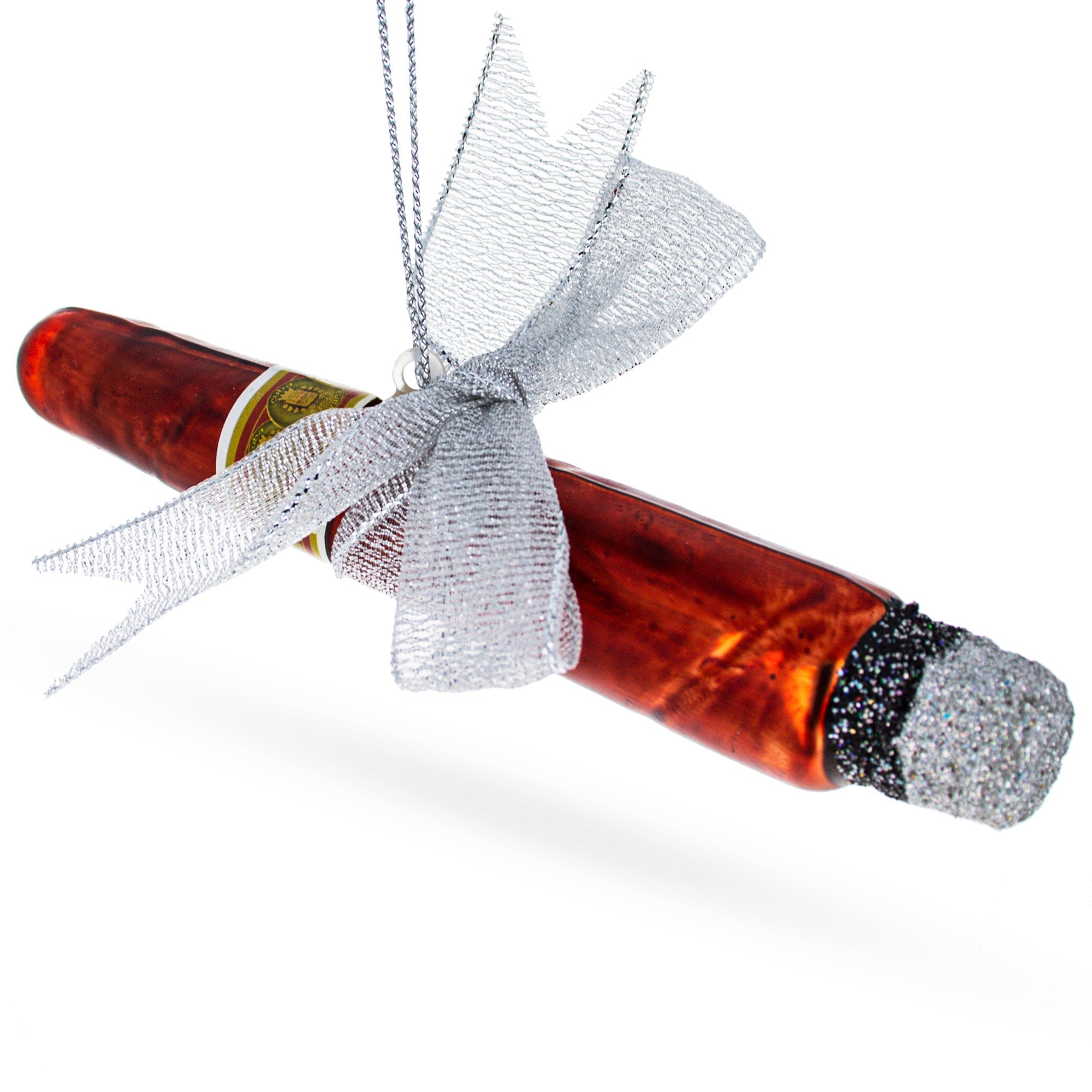 Premium Cigar With Box - Blown Glass Christmas Ornament