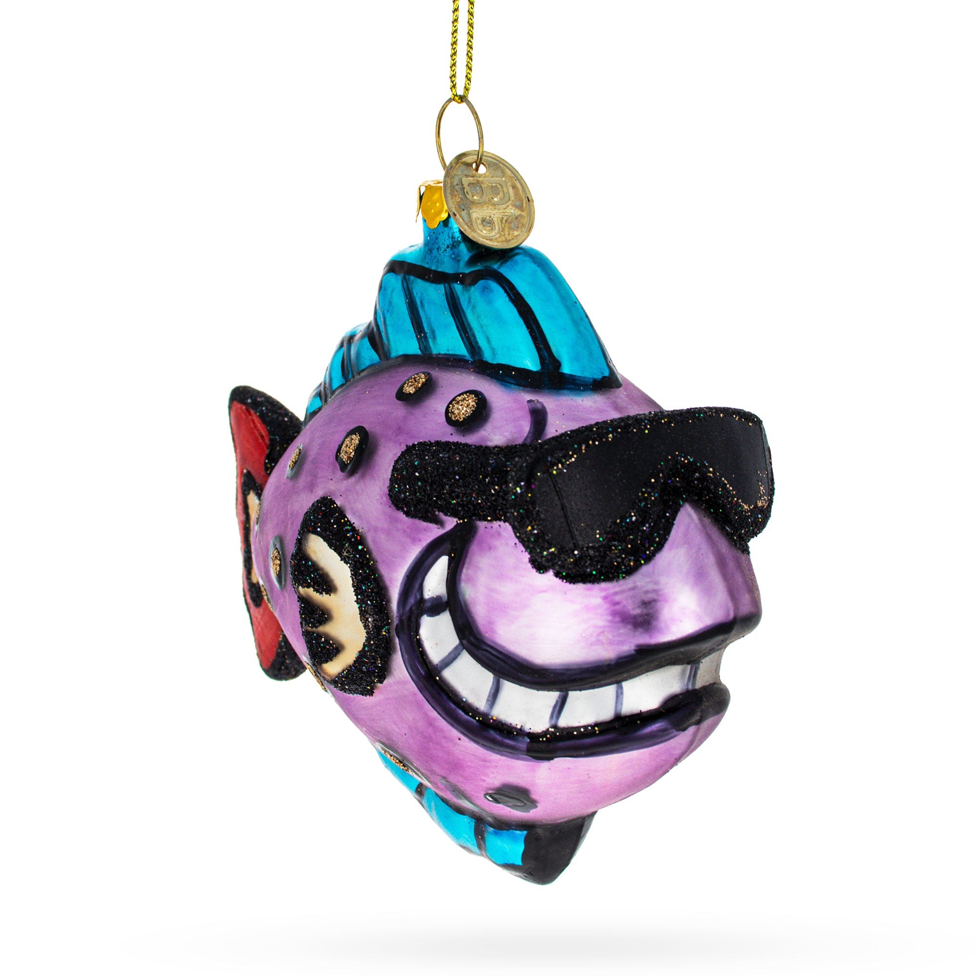 Cool Fish Wearing Sunglasses - Blown Glass Christmas Ornament