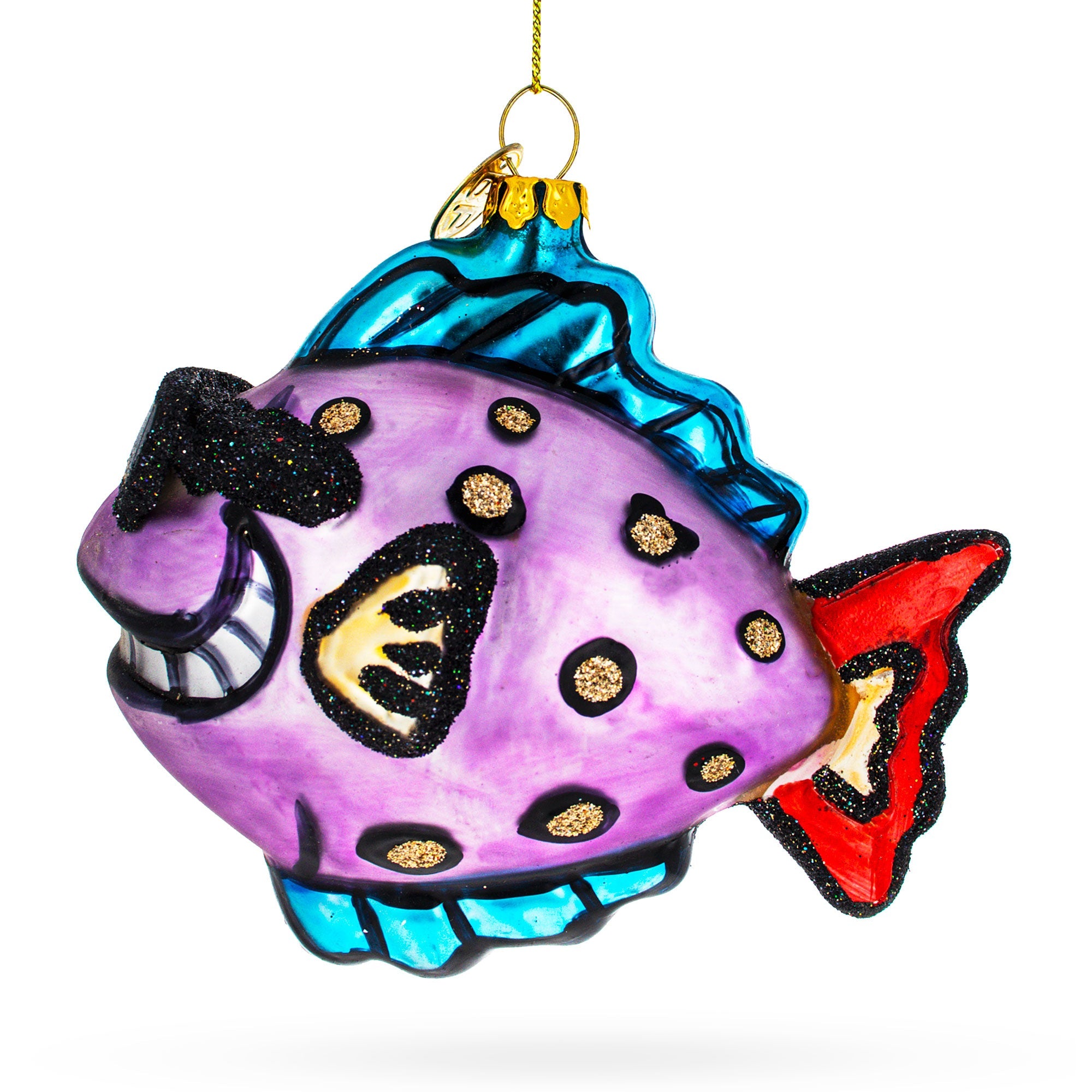 Cool Fish Wearing Sunglasses - Blown Glass Christmas Ornament