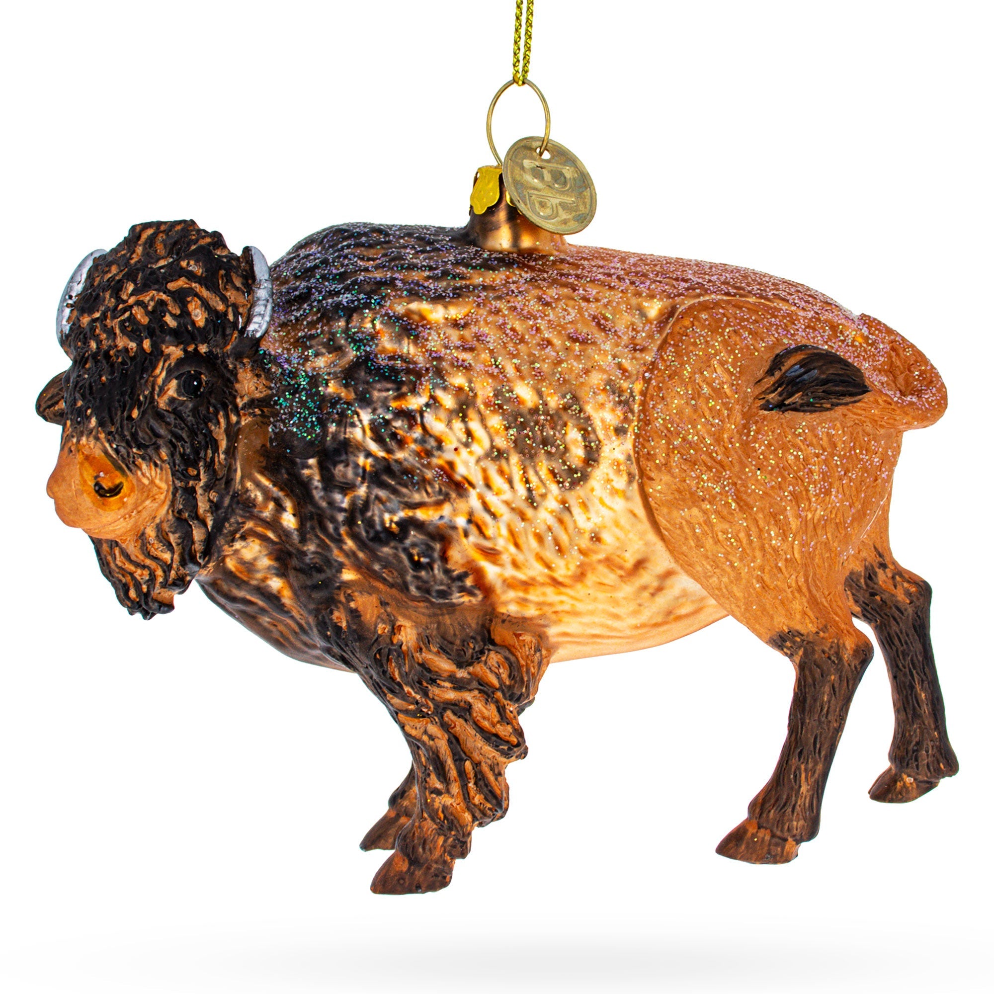 Majestic Buffalo - Blown Glass Christmas Ornament