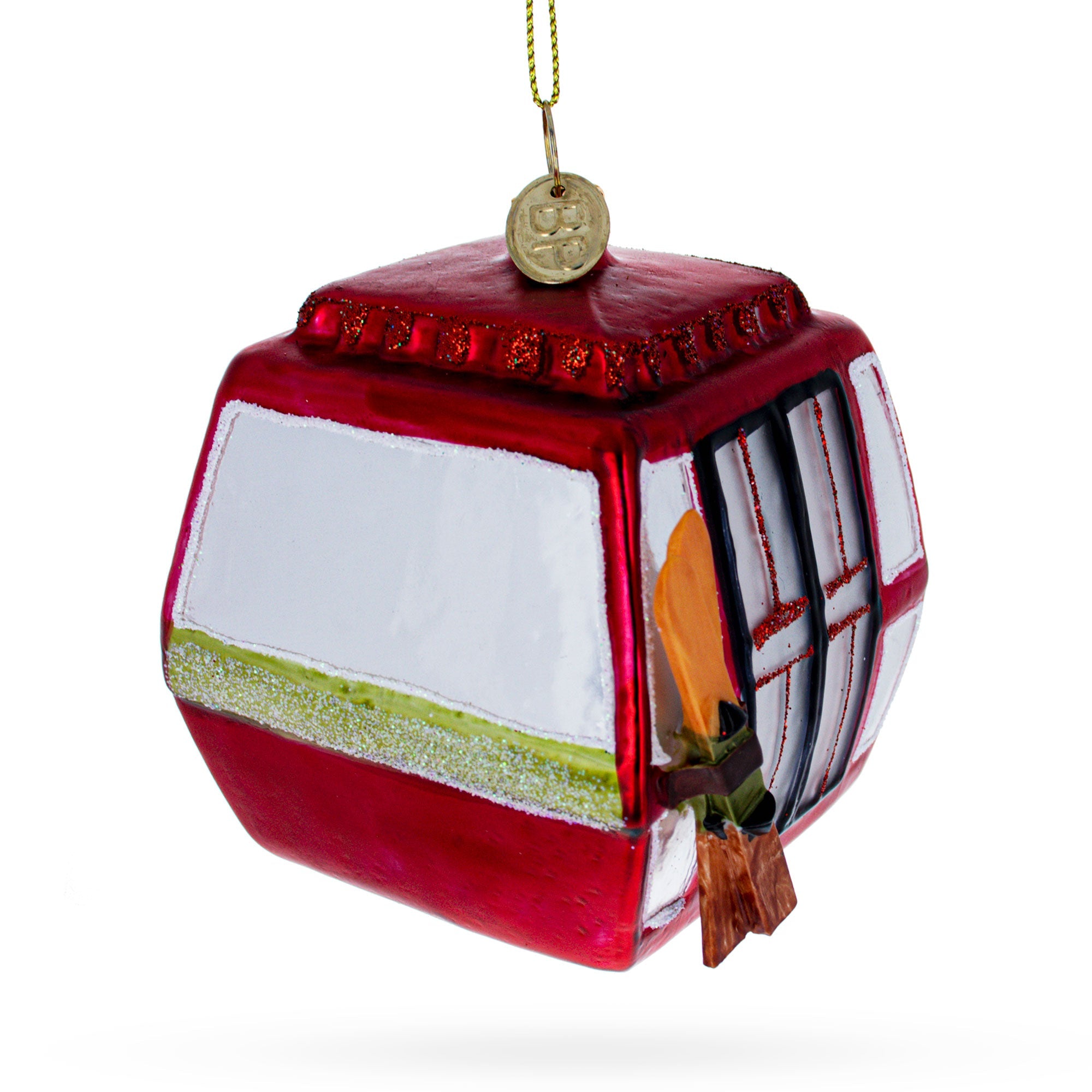 Mountain-ready Ski Gondola Cable Car - Blown Glass Christmas Ornament