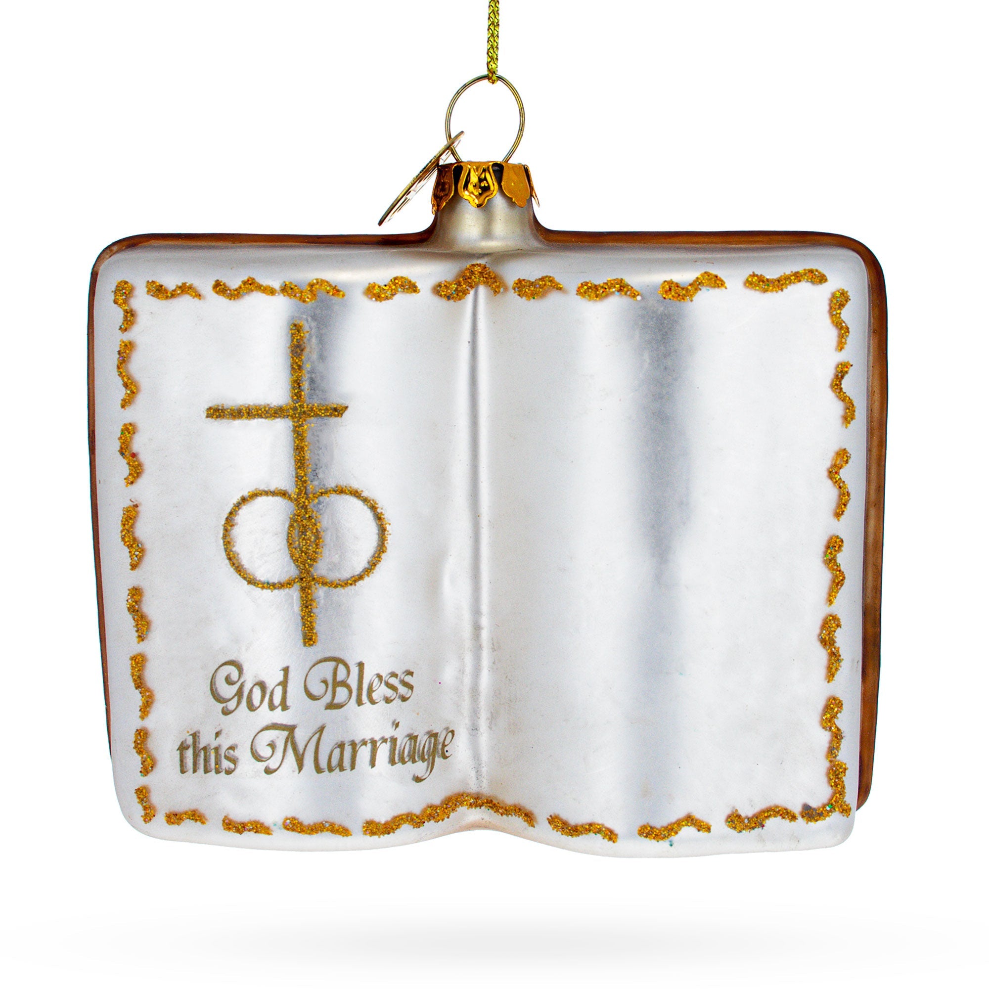 Romantic Wedding Book - Blown Glass Christmas Ornament