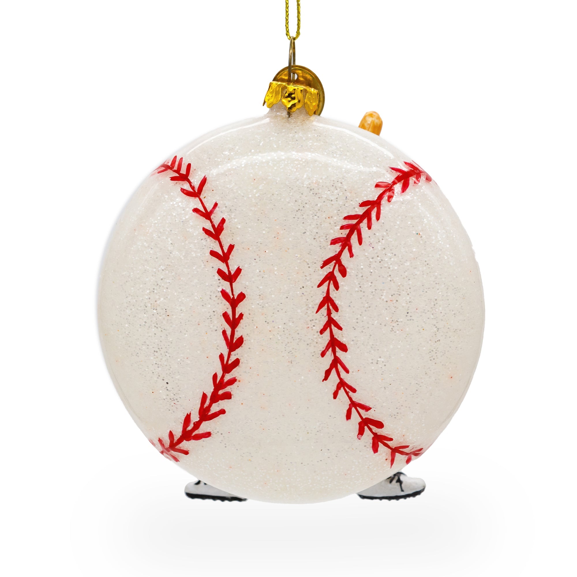 Slugging Baseball Player - Blown Glass Christmas Ornament