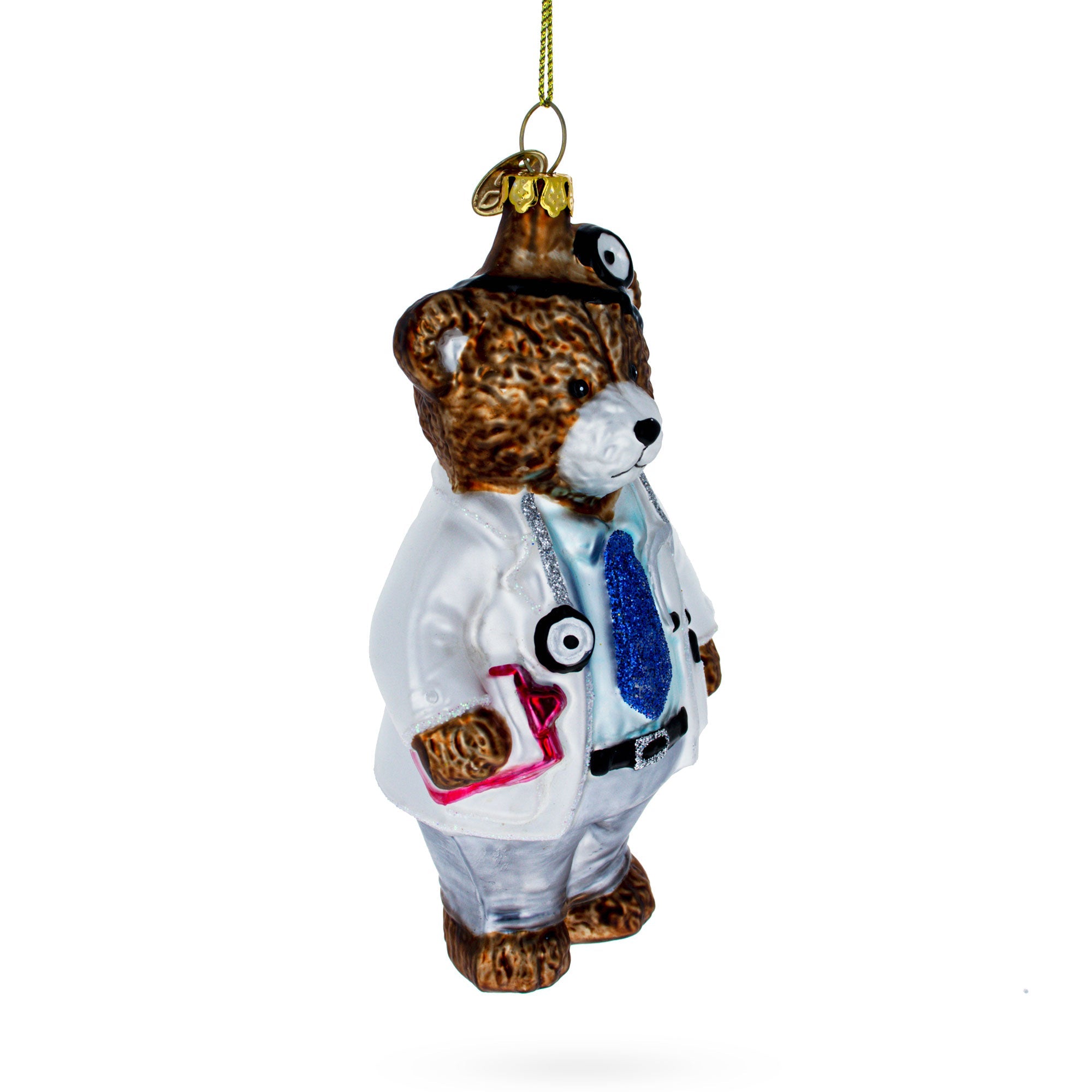 Caring Doctor Bear - Blown Glass Christmas Ornament