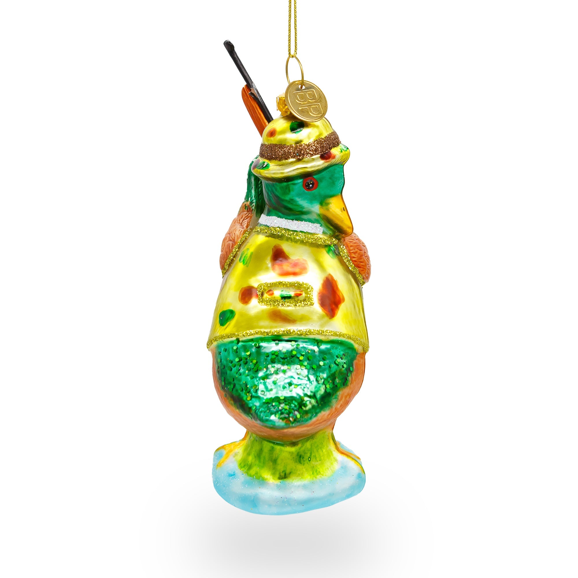 Adventurous Duck The Hunter - Blown Glass Christmas Ornament