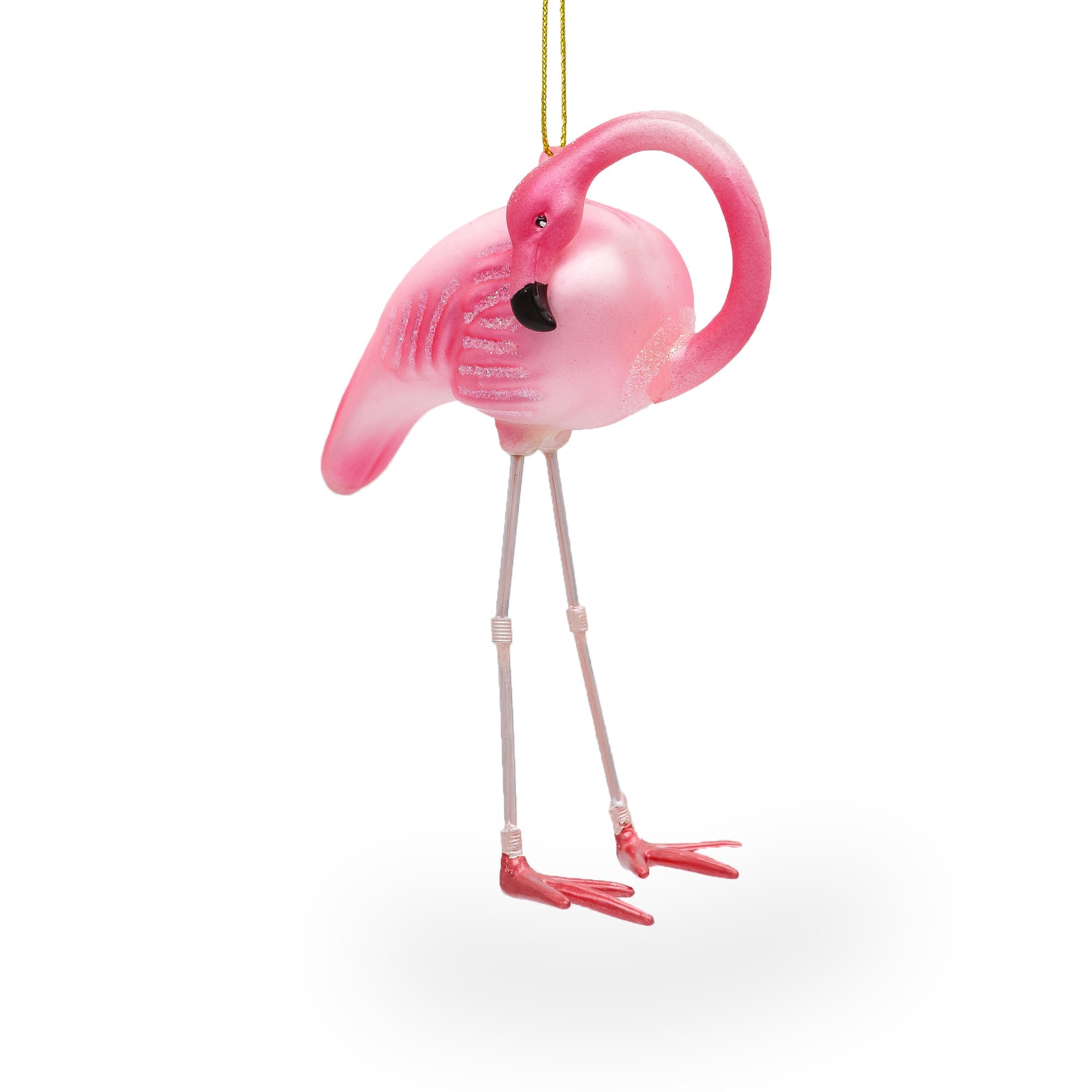 Pink Flamingo - Blown Glass Christmas Ornament