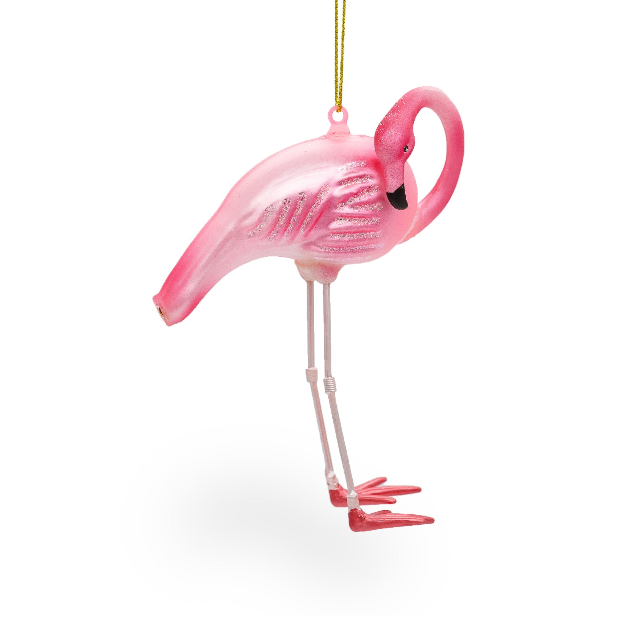 Pink Flamingo - Blown Glass Christmas Ornament