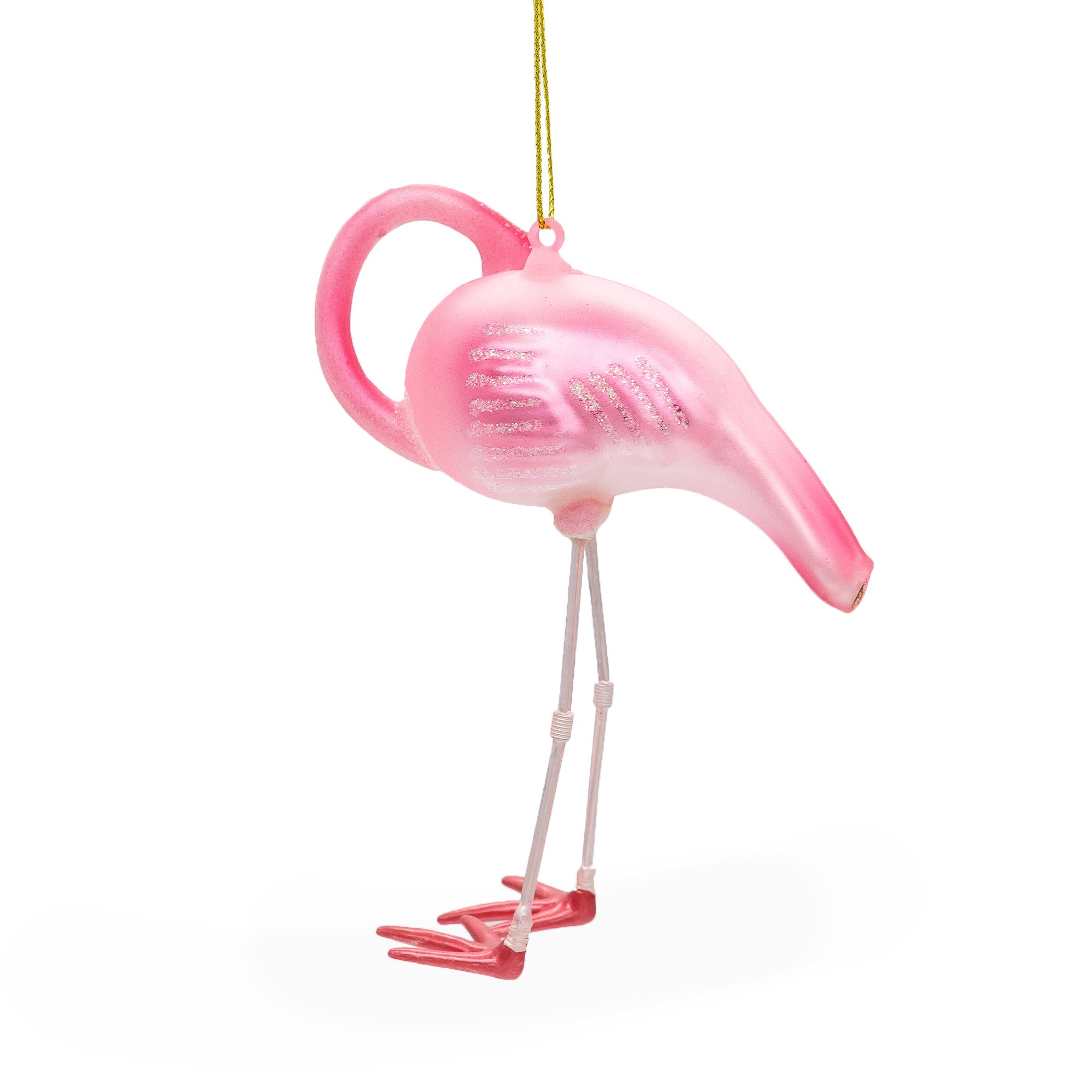 Pink Flamingo - Blown Glass Christmas Ornament