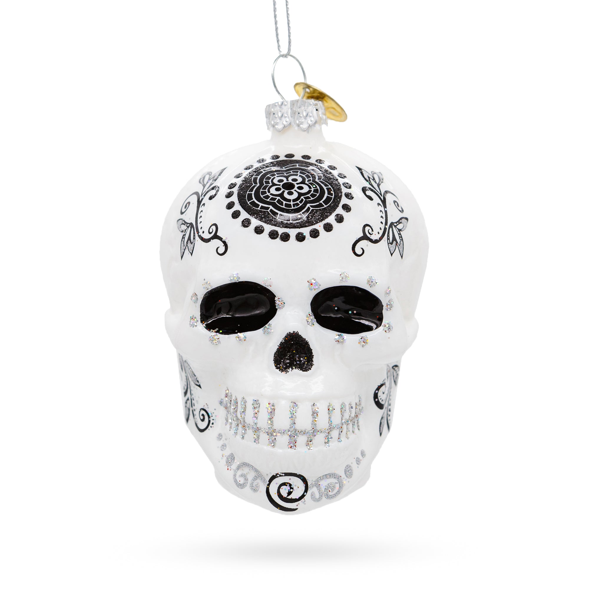 Mystical White Skull - Blown Glass Christmas Ornament