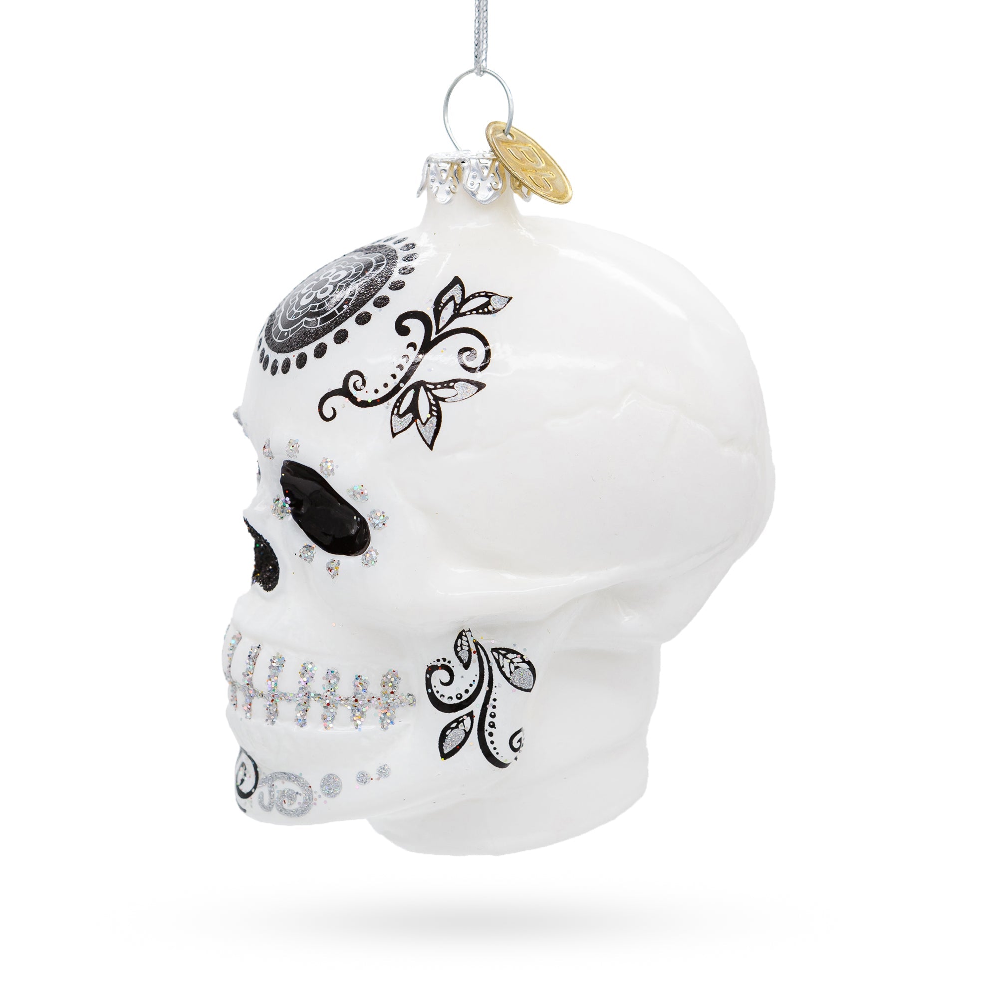 Mystical White Skull - Blown Glass Christmas Ornament