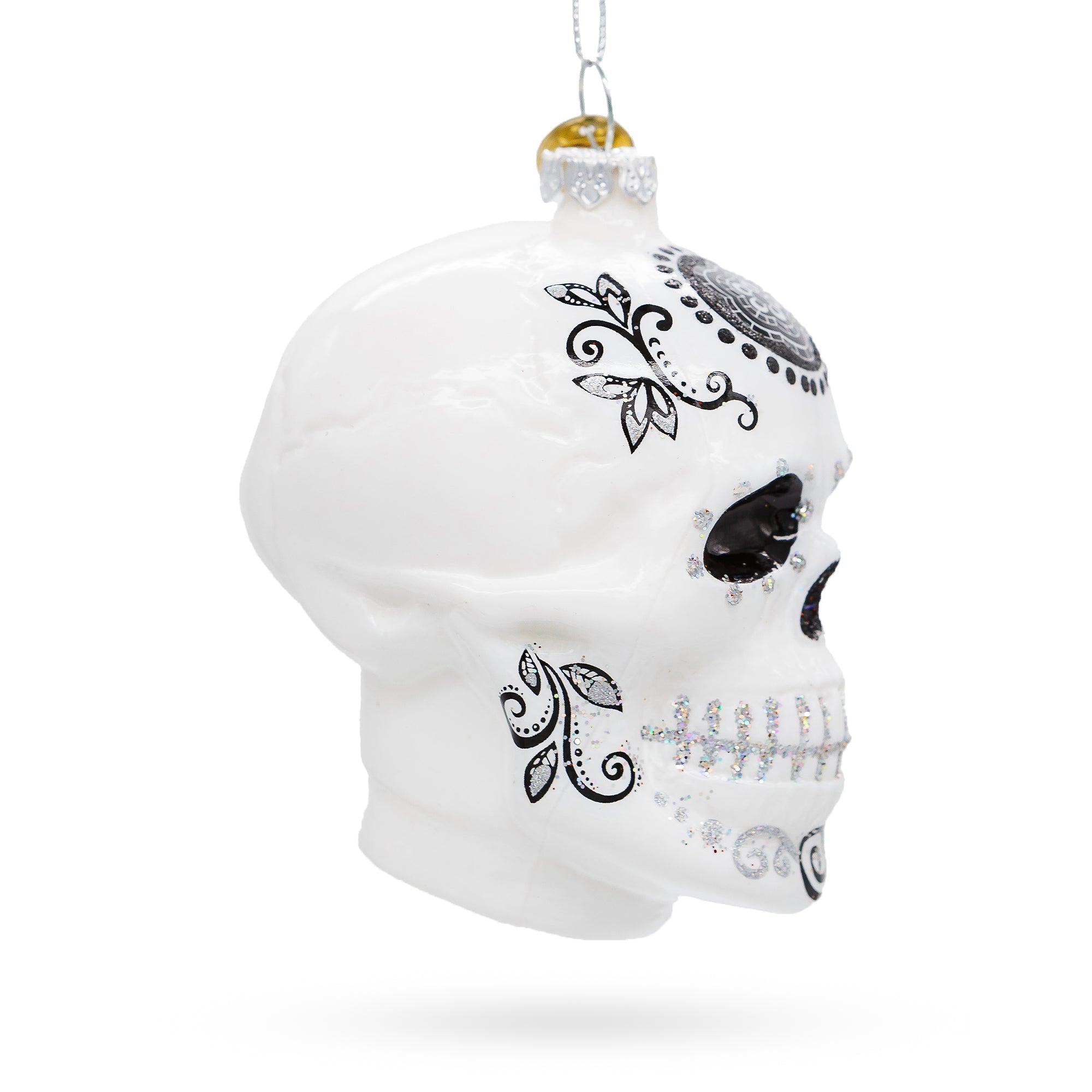 Mystical White Skull - Blown Glass Christmas Ornament