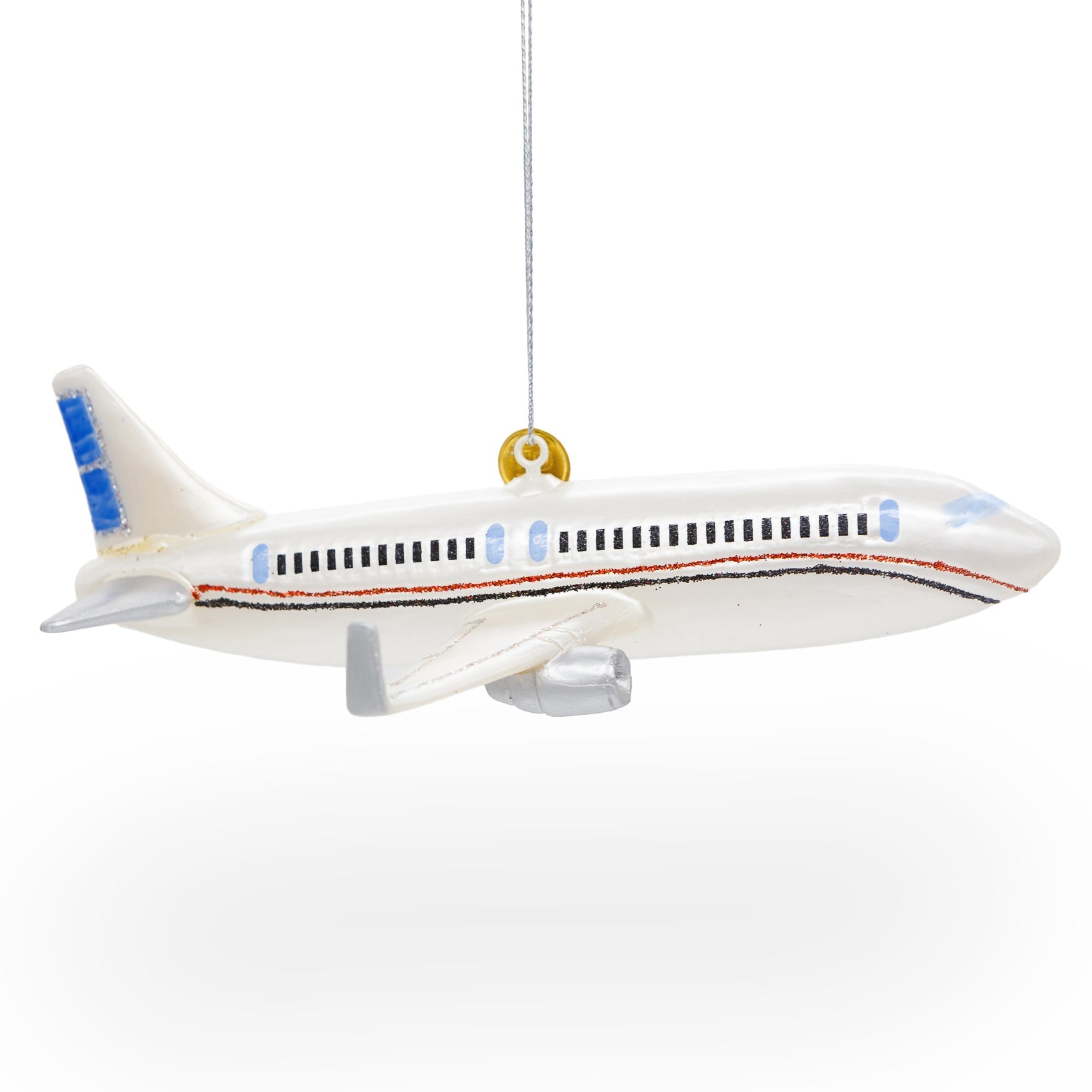 Passenger Jet Airplane - Blown Glass Christmas Ornament