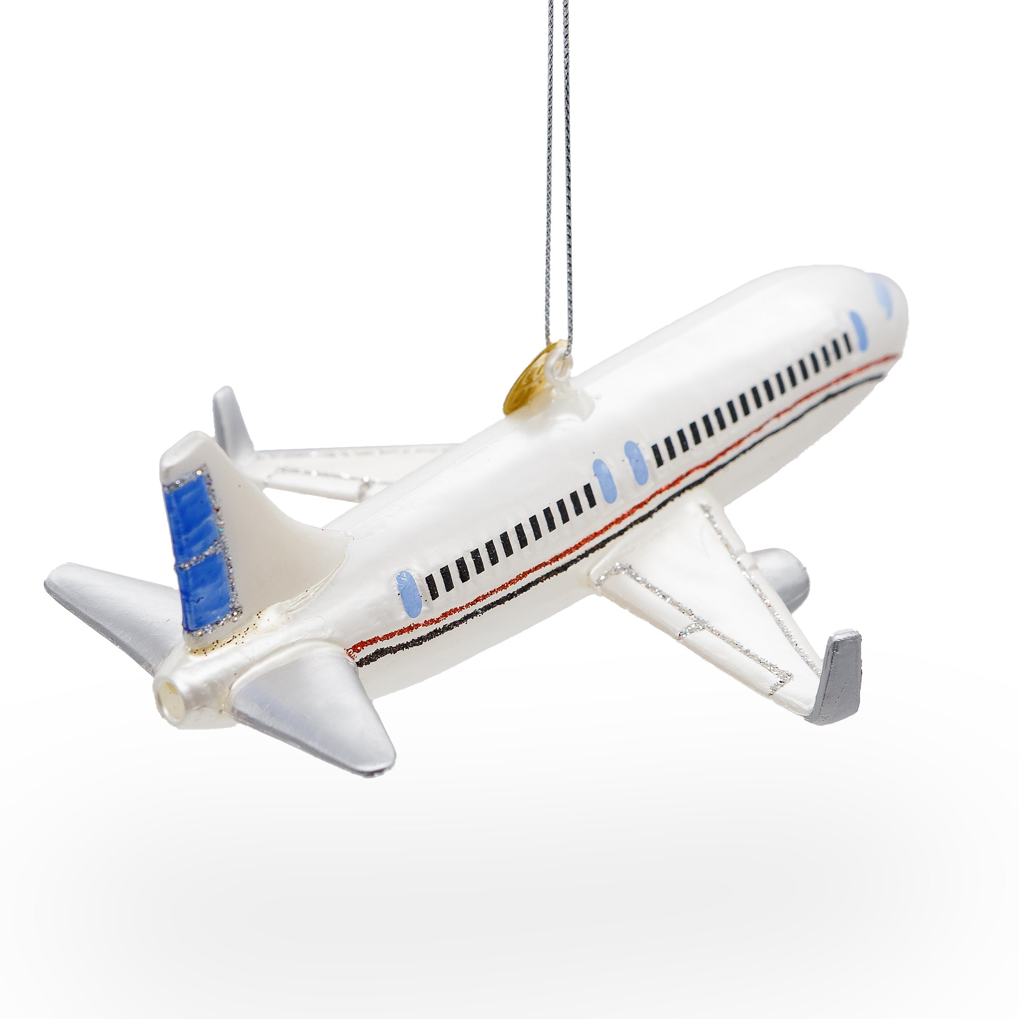 Passenger Jet Airplane - Blown Glass Christmas Ornament