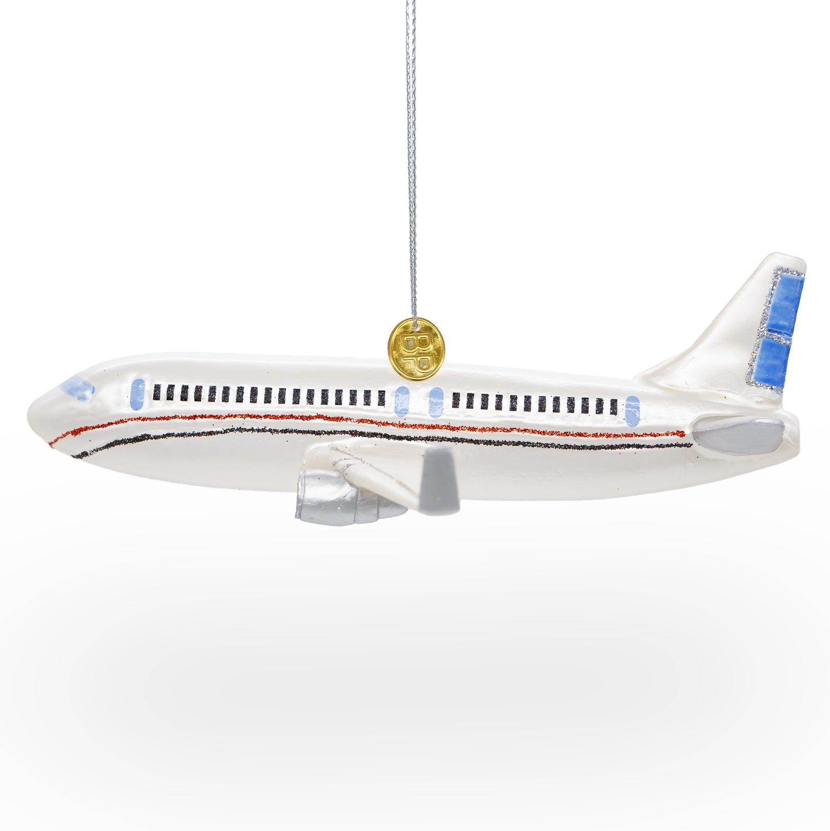 Passenger Jet Airplane - Blown Glass Christmas Ornament