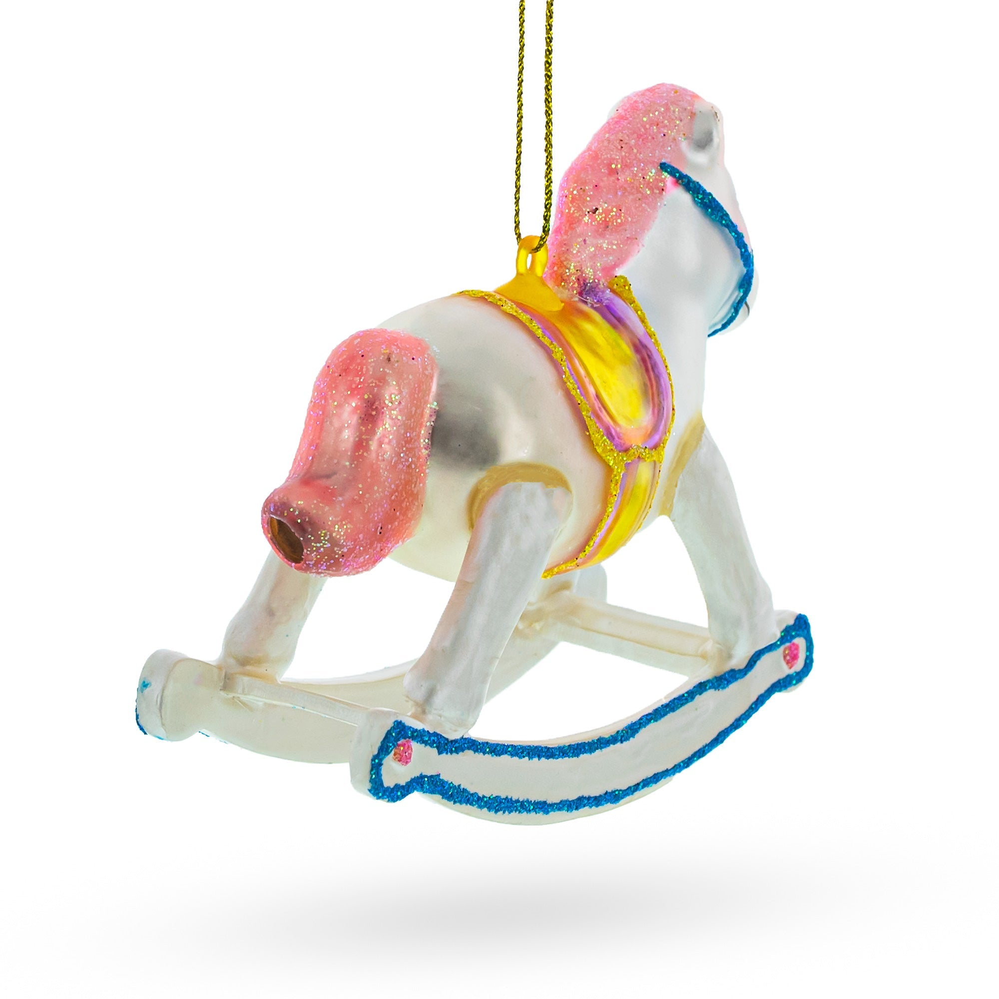 Baby Girl's Pink Rocking Horse - Lovable Blown Glass Christmas Ornament