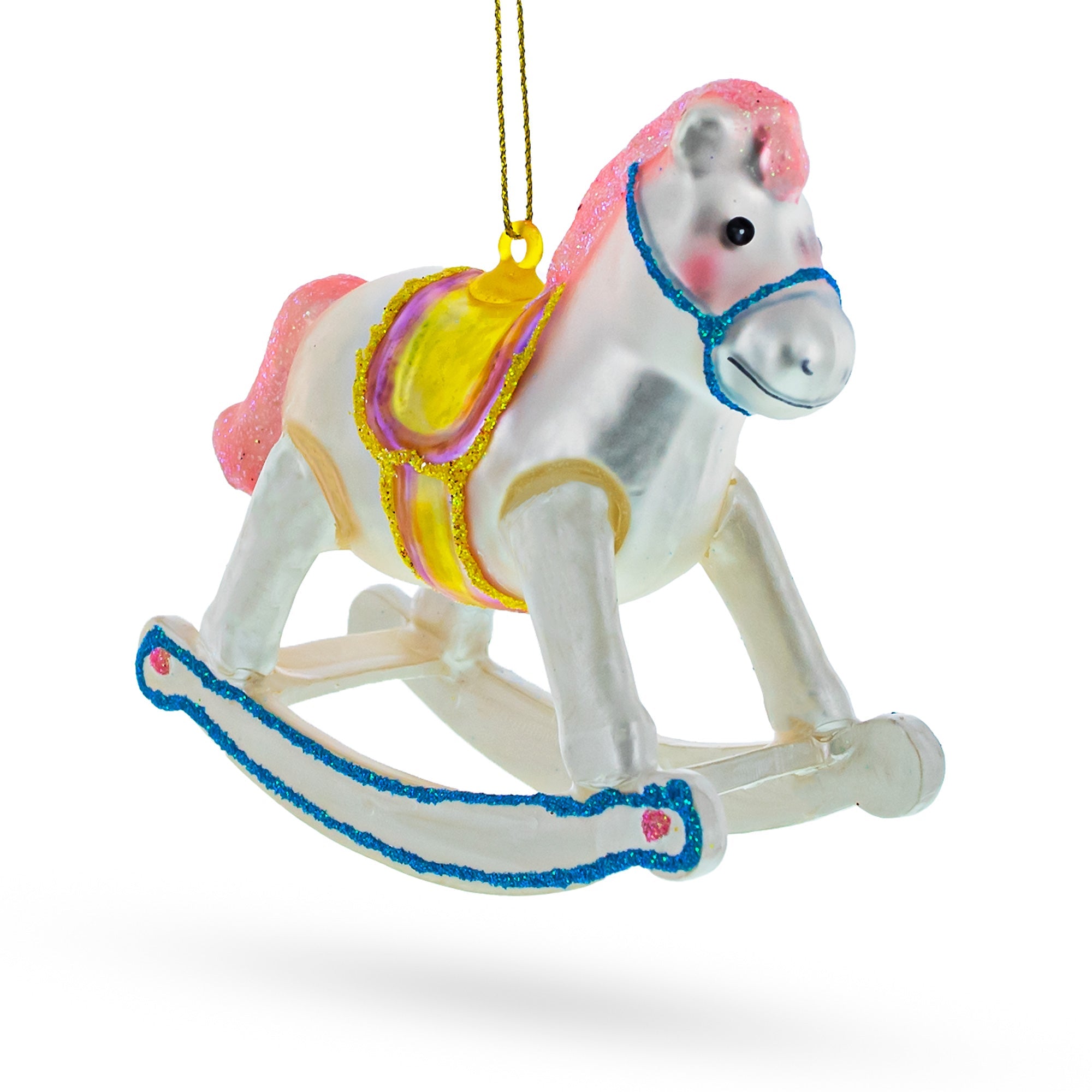 Baby Girl's Pink Rocking Horse - Lovable Blown Glass Christmas Ornament