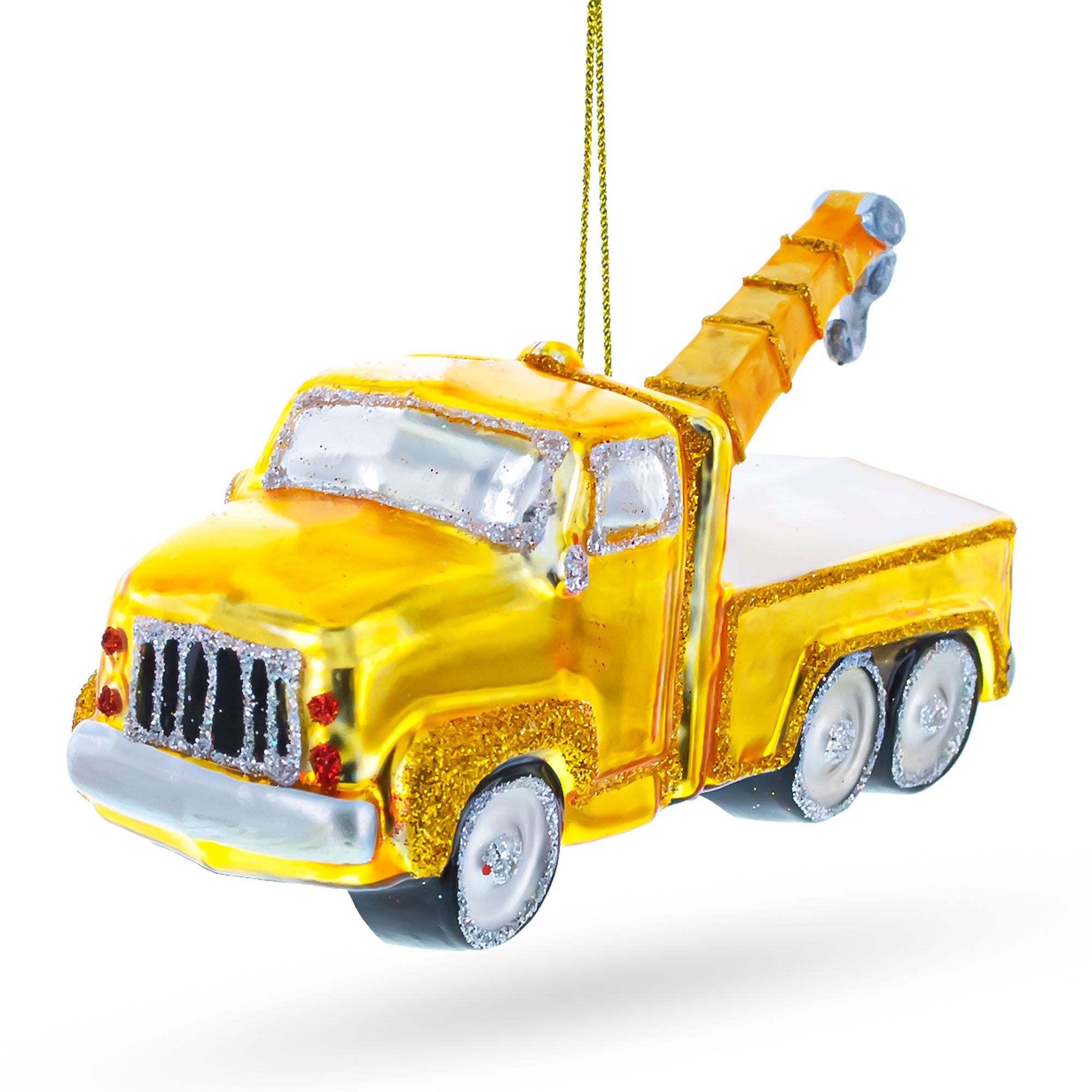 Rescue Tow Truck - Blown Glass Christmas Ornament