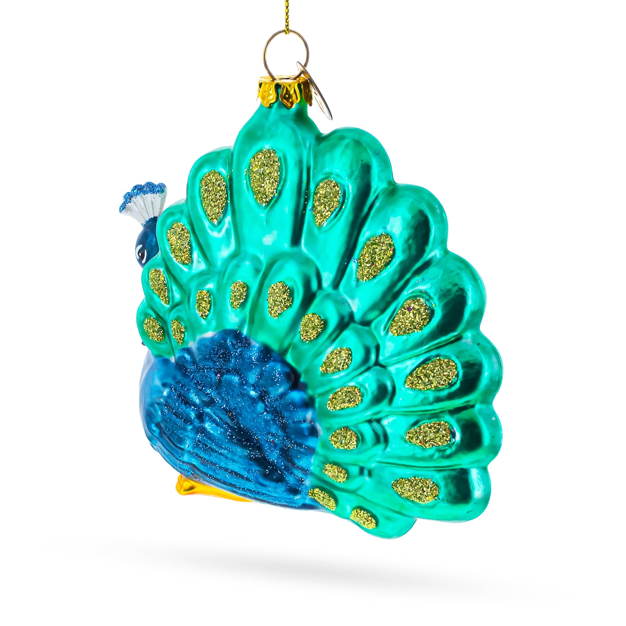 Chic Peacock - Blown Glass Christmas Ornament