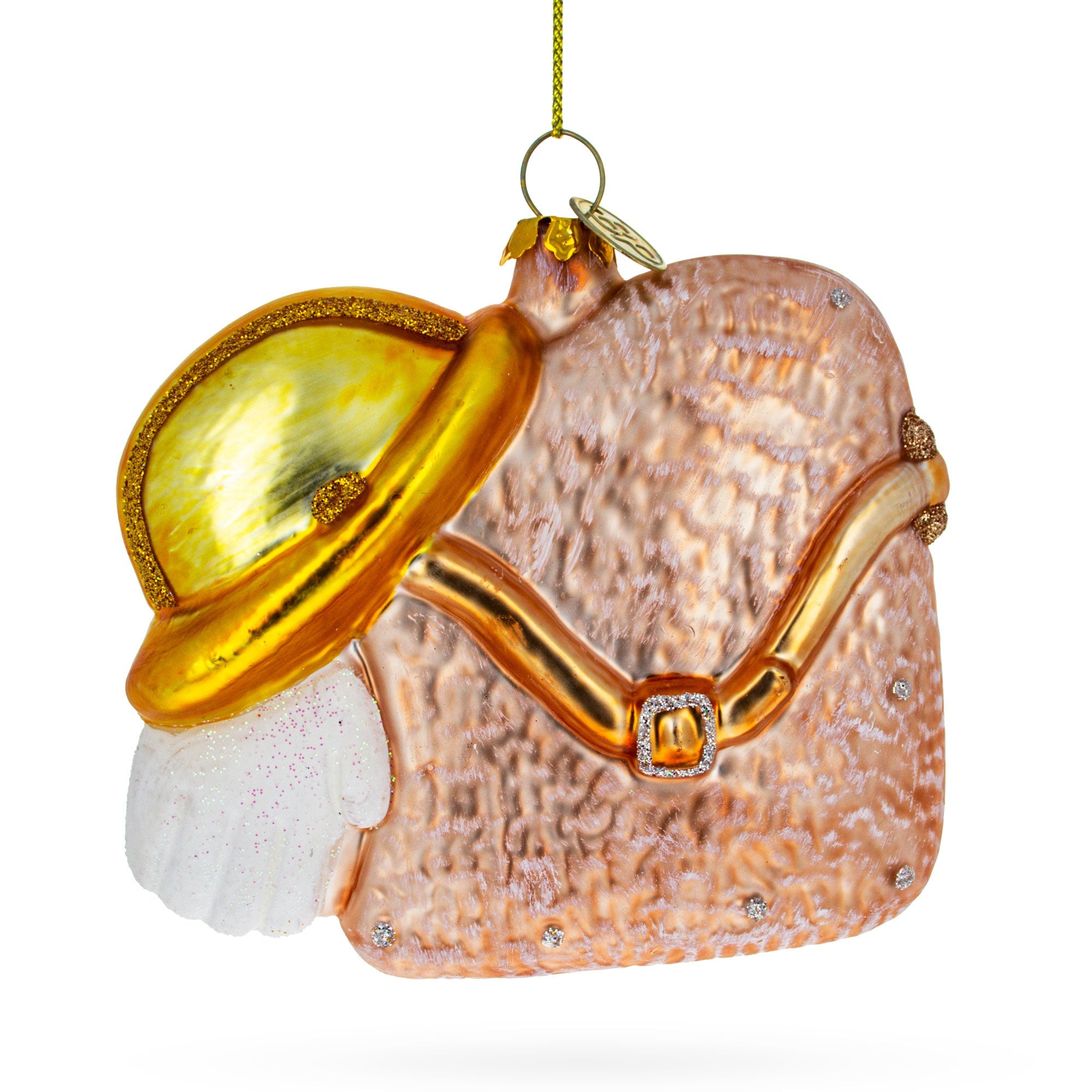 Hardworking Construction Worker Toolbox - Blown Glass Christmas Ornament