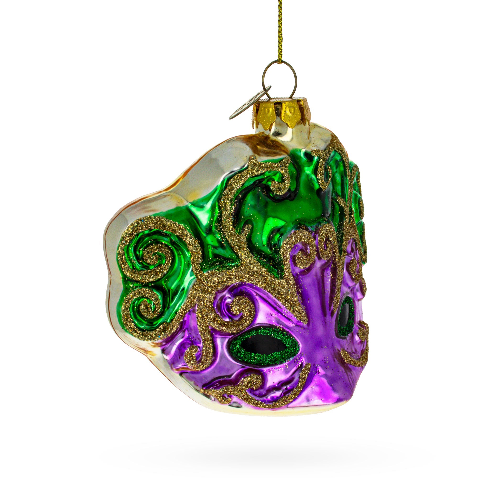 Mysterious Purple Mask - Blown Glass Christmas Ornament