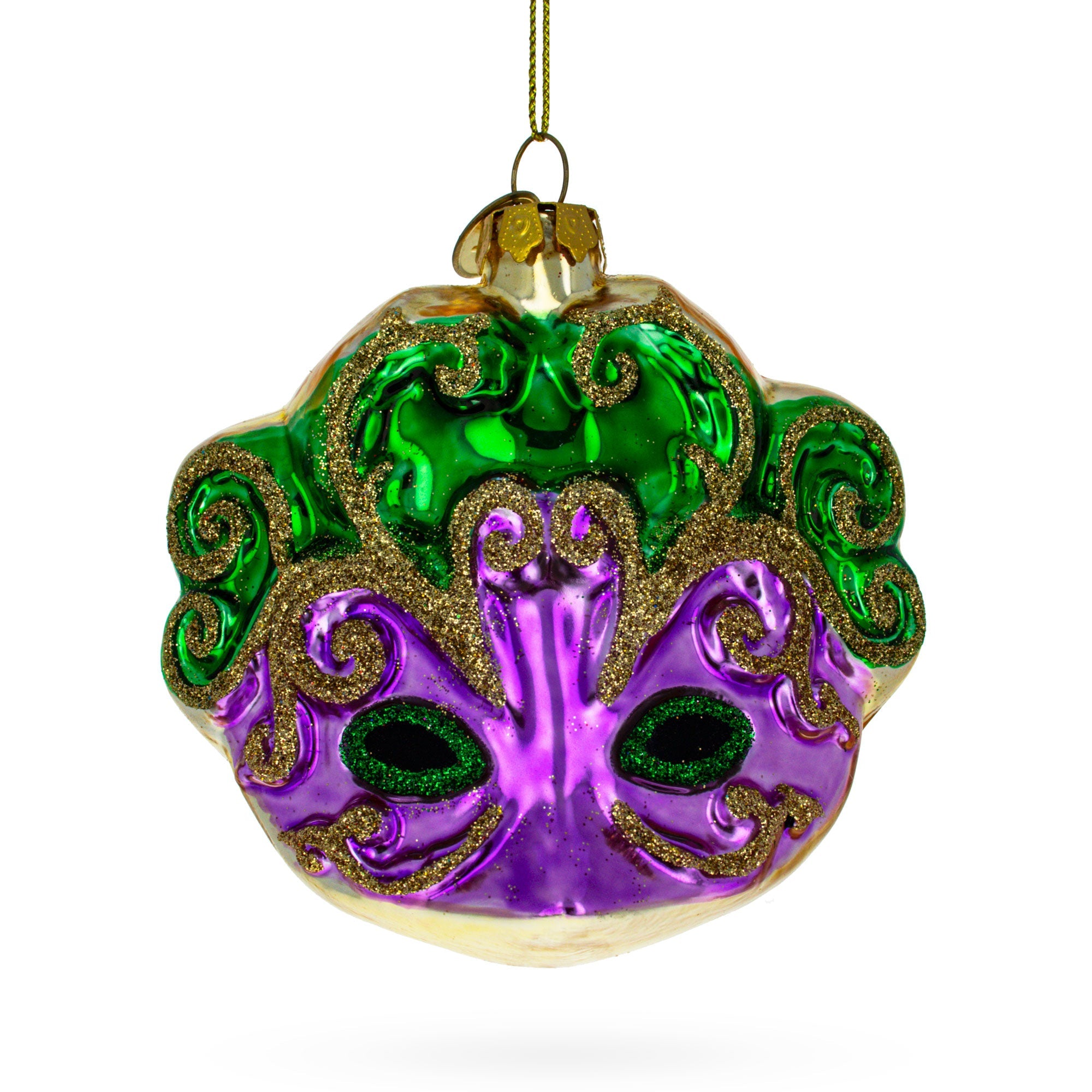 Mysterious Purple Mask - Blown Glass Christmas Ornament