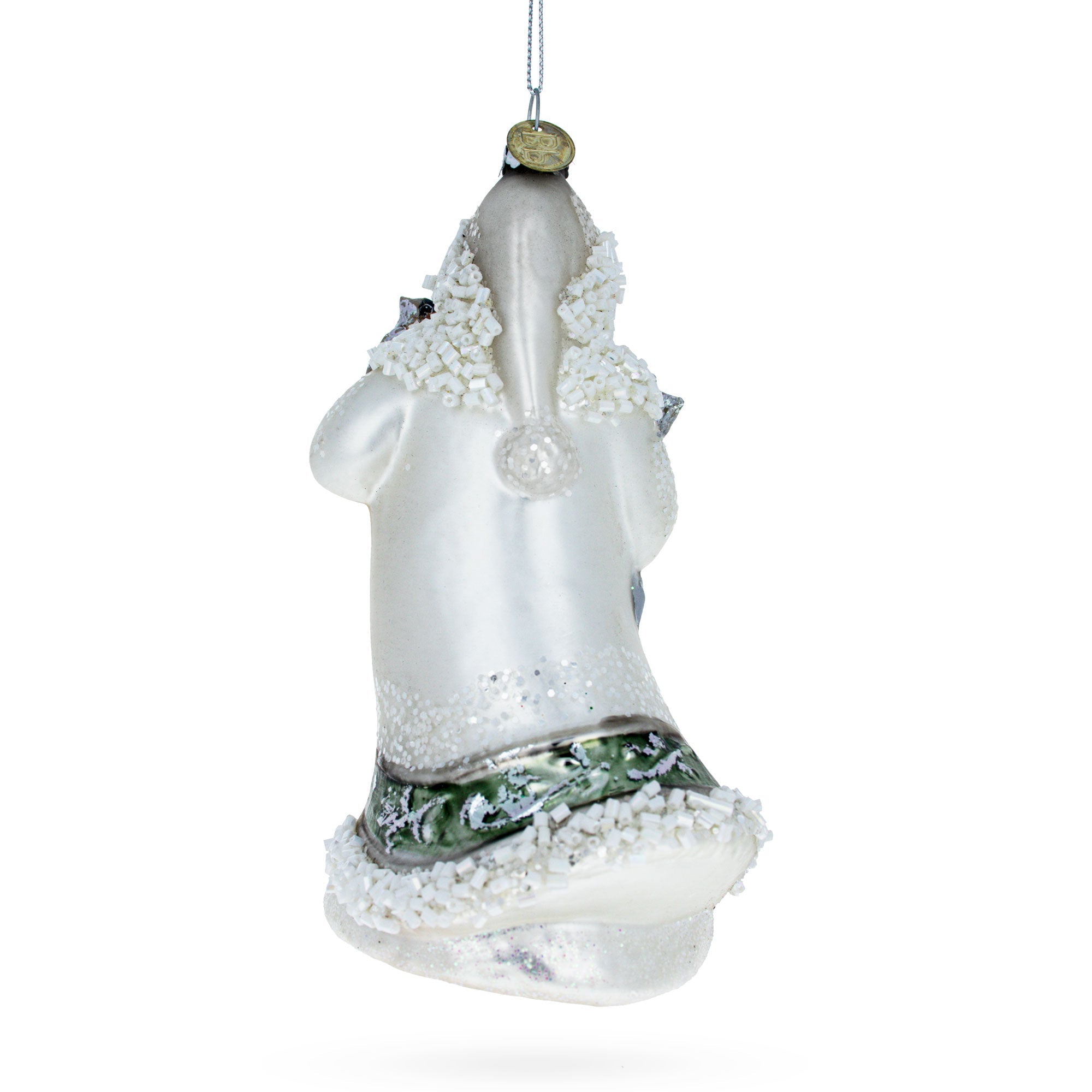 Charming Santa Holding Cardinal And Raccoon - Blown Glass Christmas Ornament