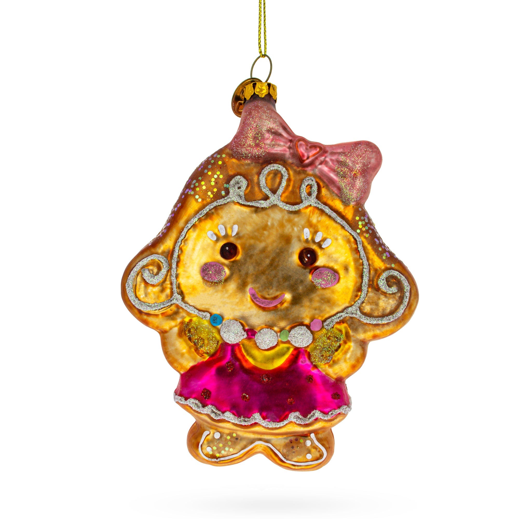 Delightful Gingerbread Girl - Blown Glass Christmas Ornament