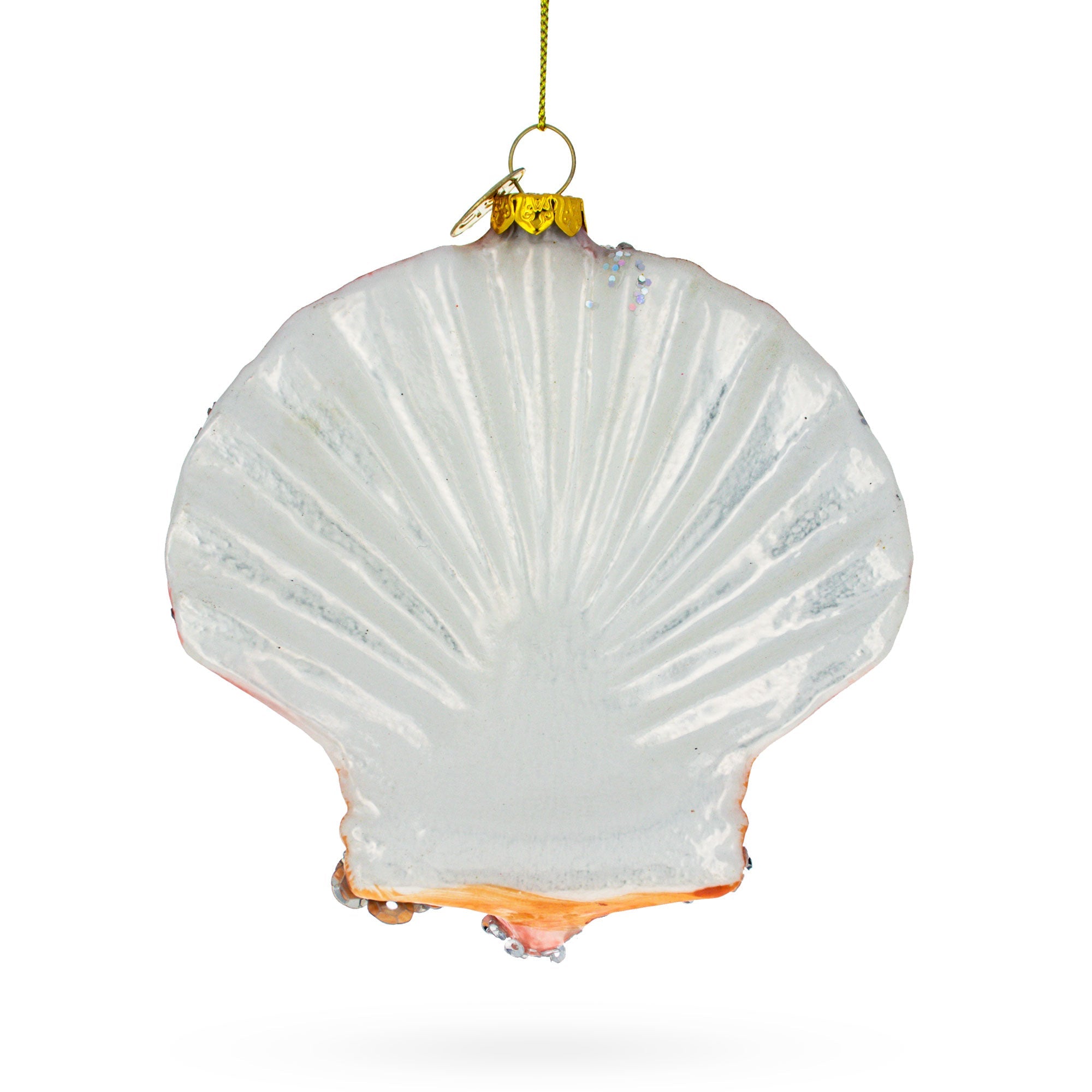 Elegant Sparkling Seashells - Blown Glass Christmas Ornament