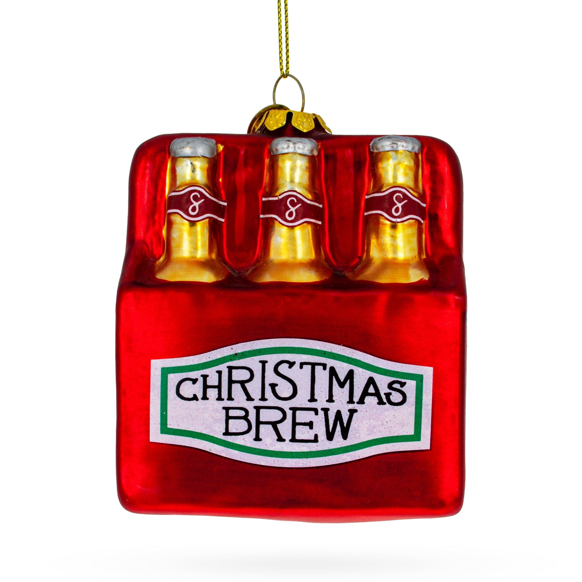 Festive Christmas Brew Beer - Blown Glass Christmas Ornament