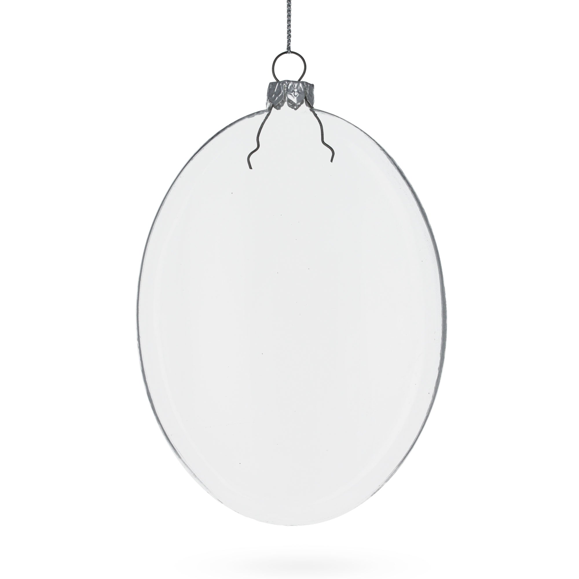 Elegant Set Of 3 Oval Flat Discs Clear - Blown Glass Christmas Ornament, 5 Inches (127 Mm)