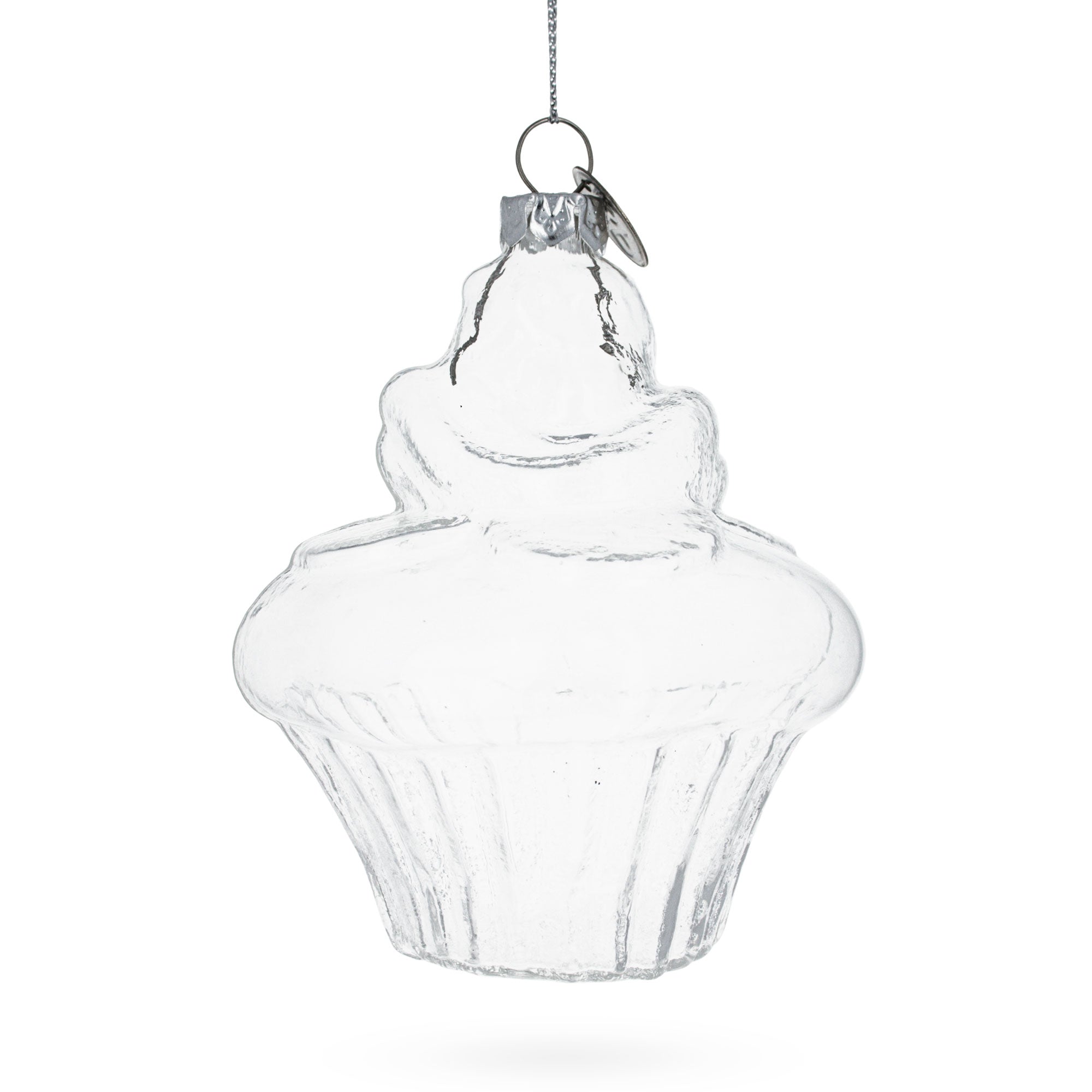 Delectable Cupcake Clear - Blown Glass Christmas Ornament