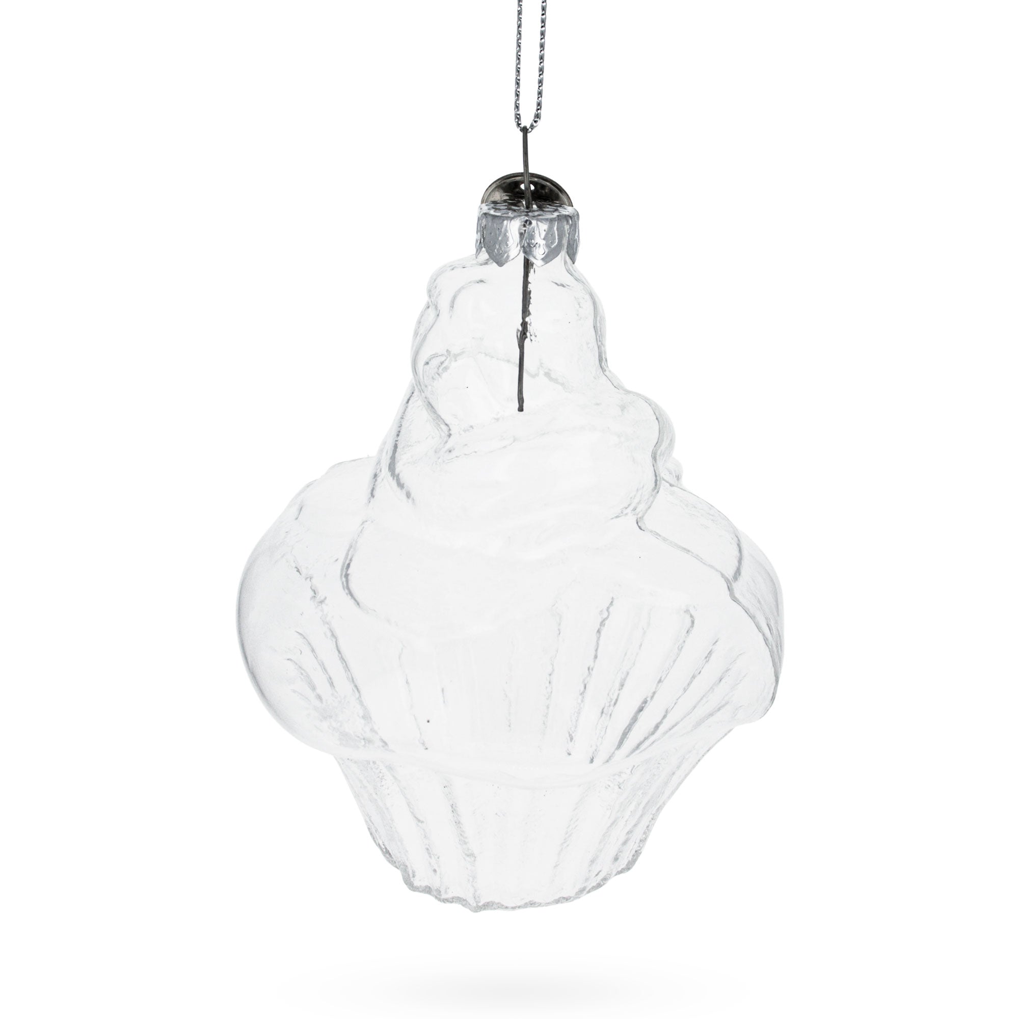 Delectable Cupcake Clear - Blown Glass Christmas Ornament