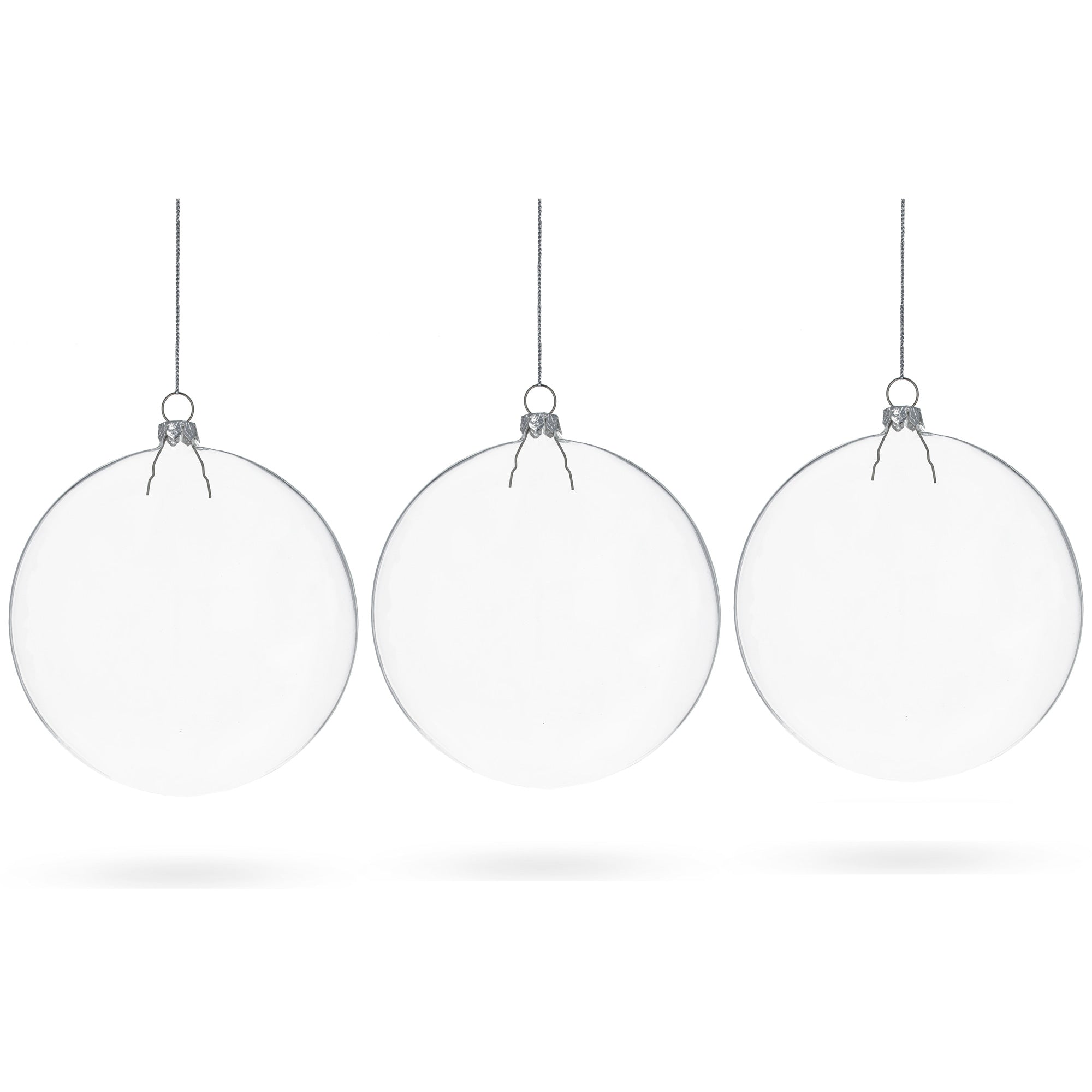 Flat Disc Clear - Blown Glass Christmas Ornament