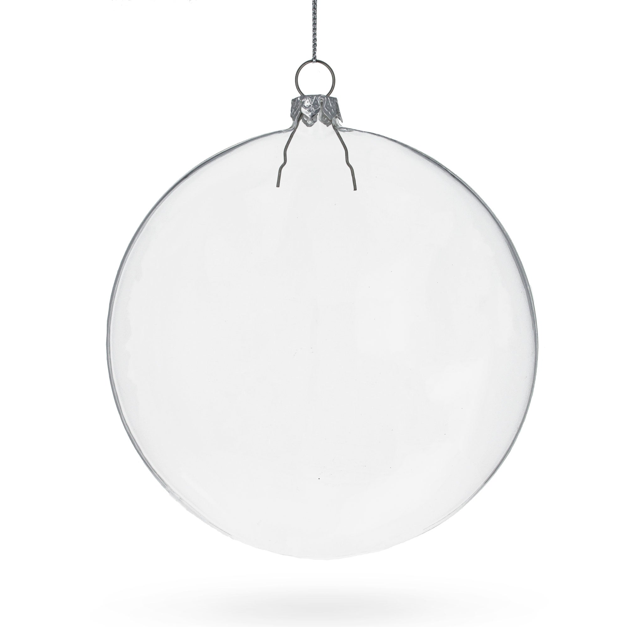 Flat Disc Clear - Blown Glass Christmas Ornament