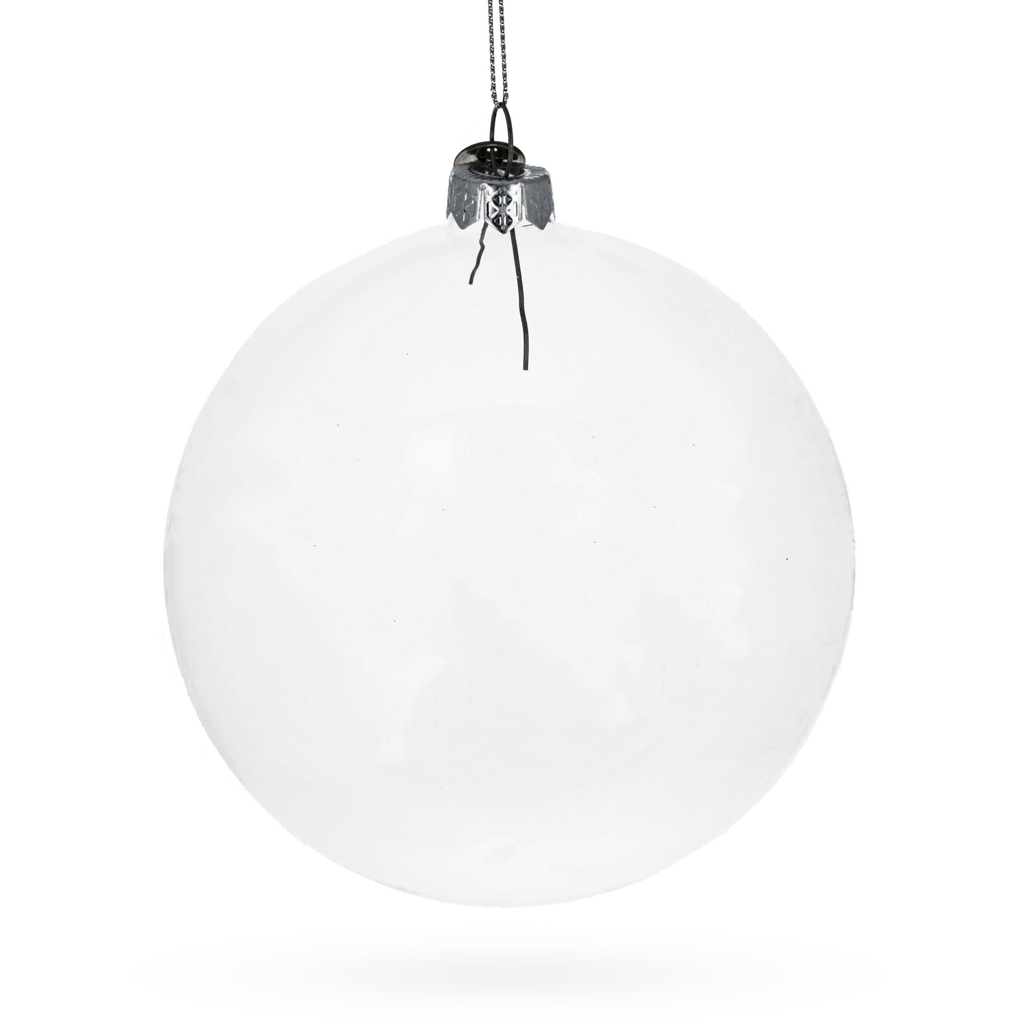 Exquisite Clear - Blown Glass Ball Christmas Ornament 4.6 Inches