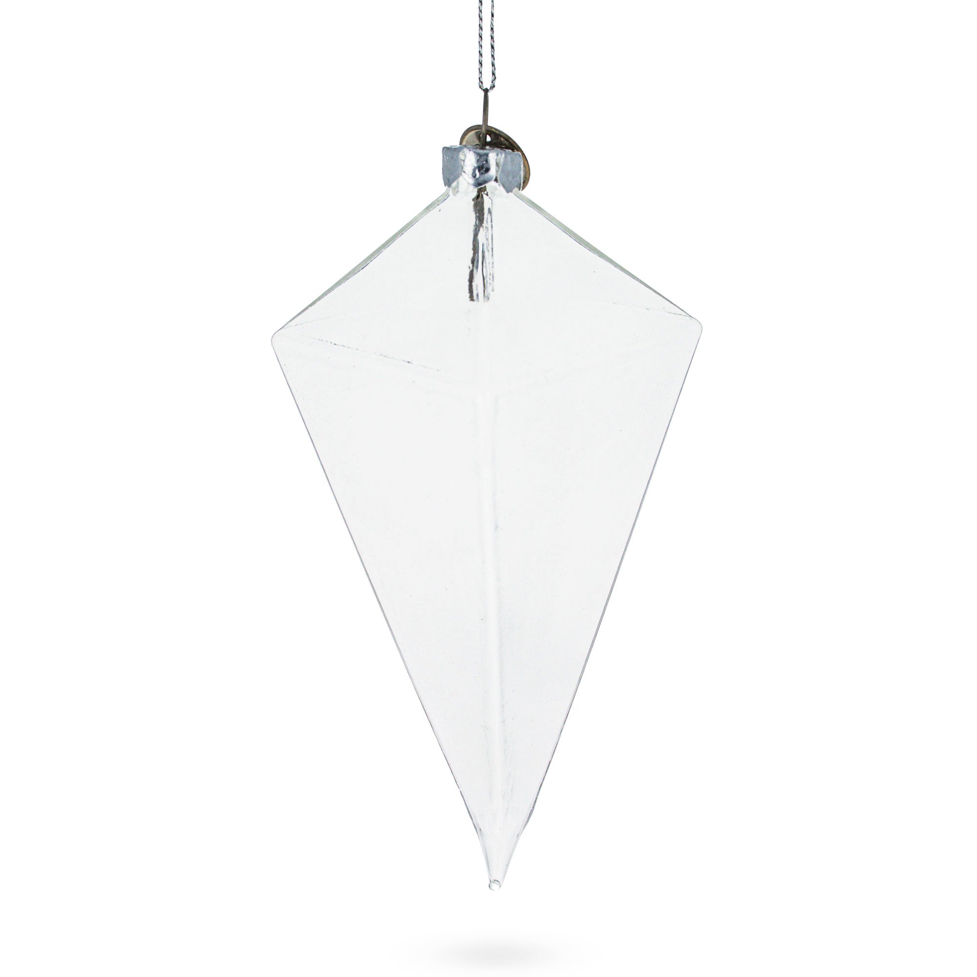 Diamond Shape - Blown Clear Glass Christmas Ornament 3.6 Inches