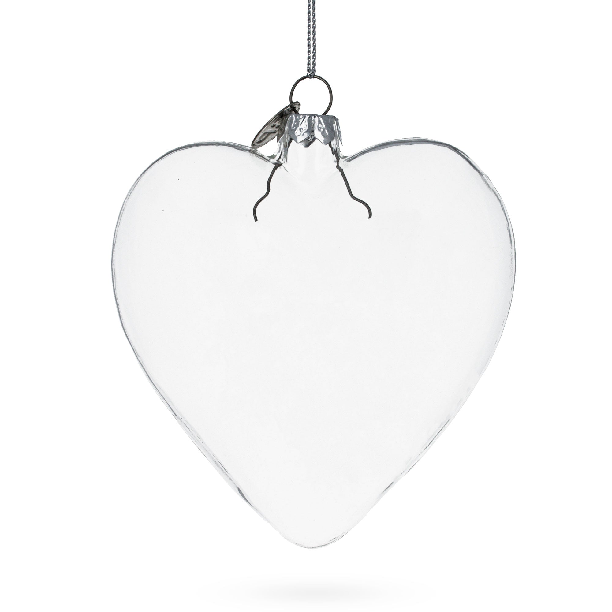 Heart Shape - Blown Clear Glass Christmas Ornament 4.1 Inches (105 Mm)