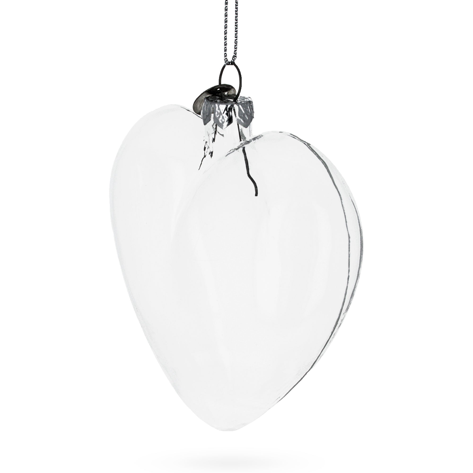 Heart Shape - Blown Clear Glass Christmas Ornament 4.1 Inches (105 Mm)