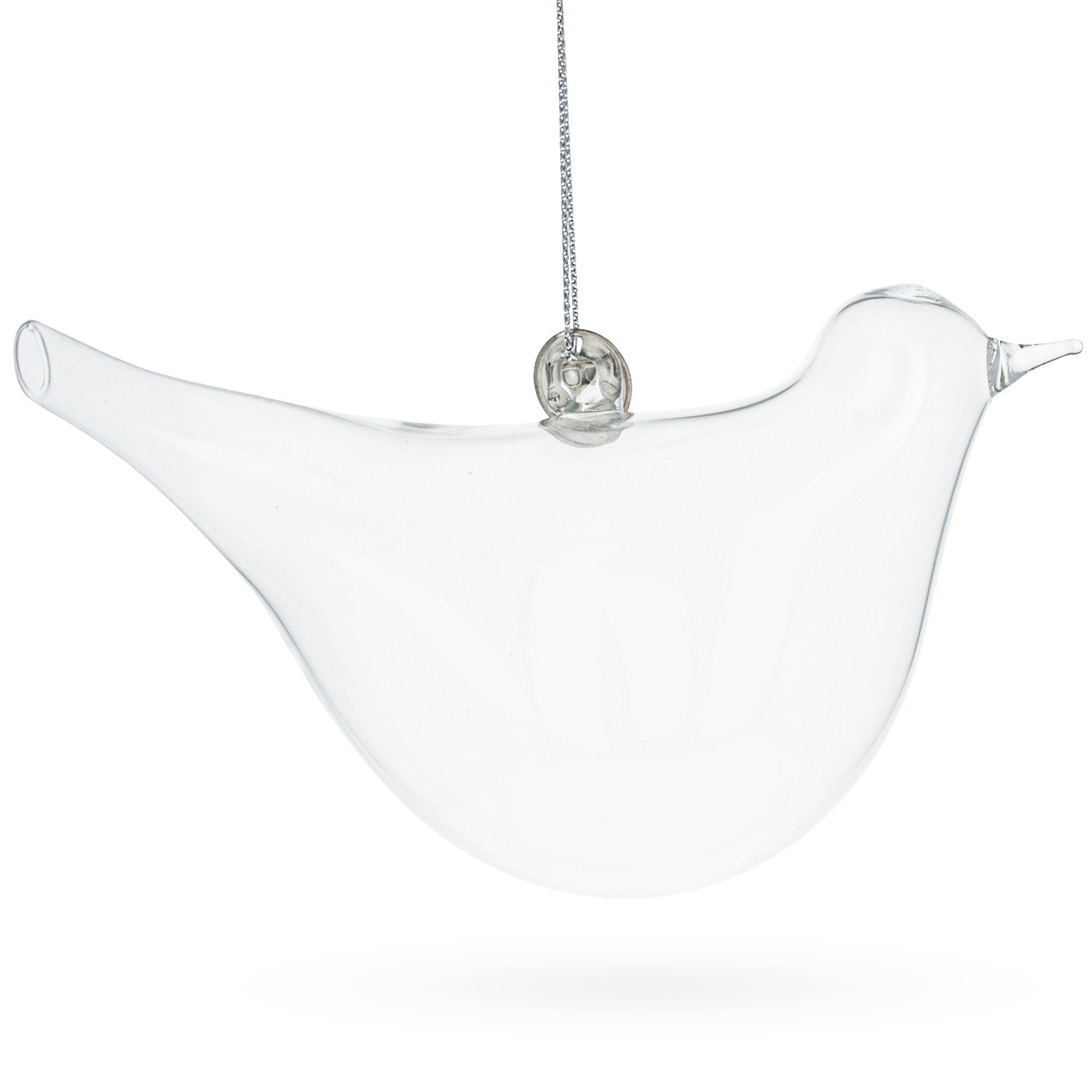 Graceful Bird - Blown Clear Glass Christmas Ornament