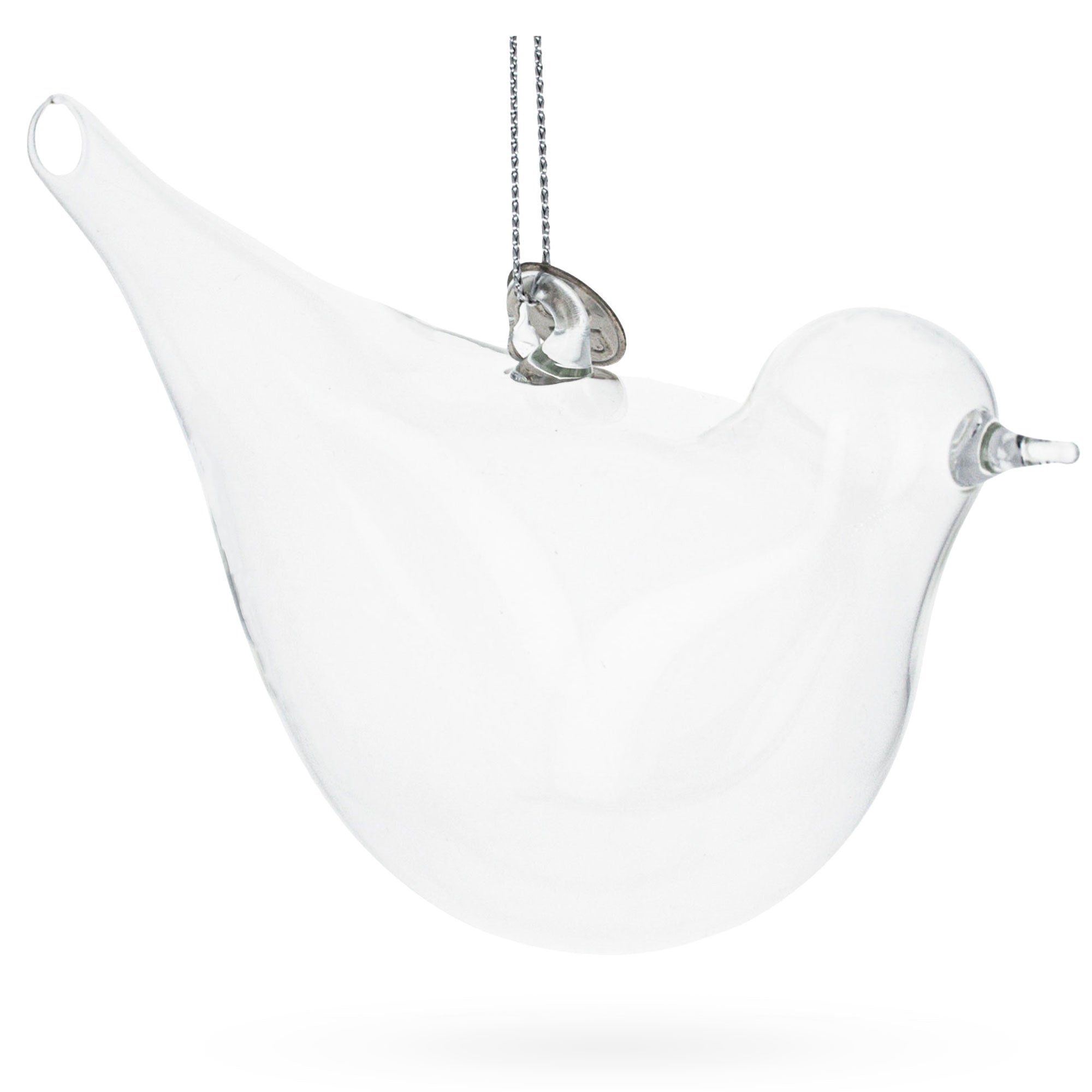 Graceful Bird - Blown Clear Glass Christmas Ornament