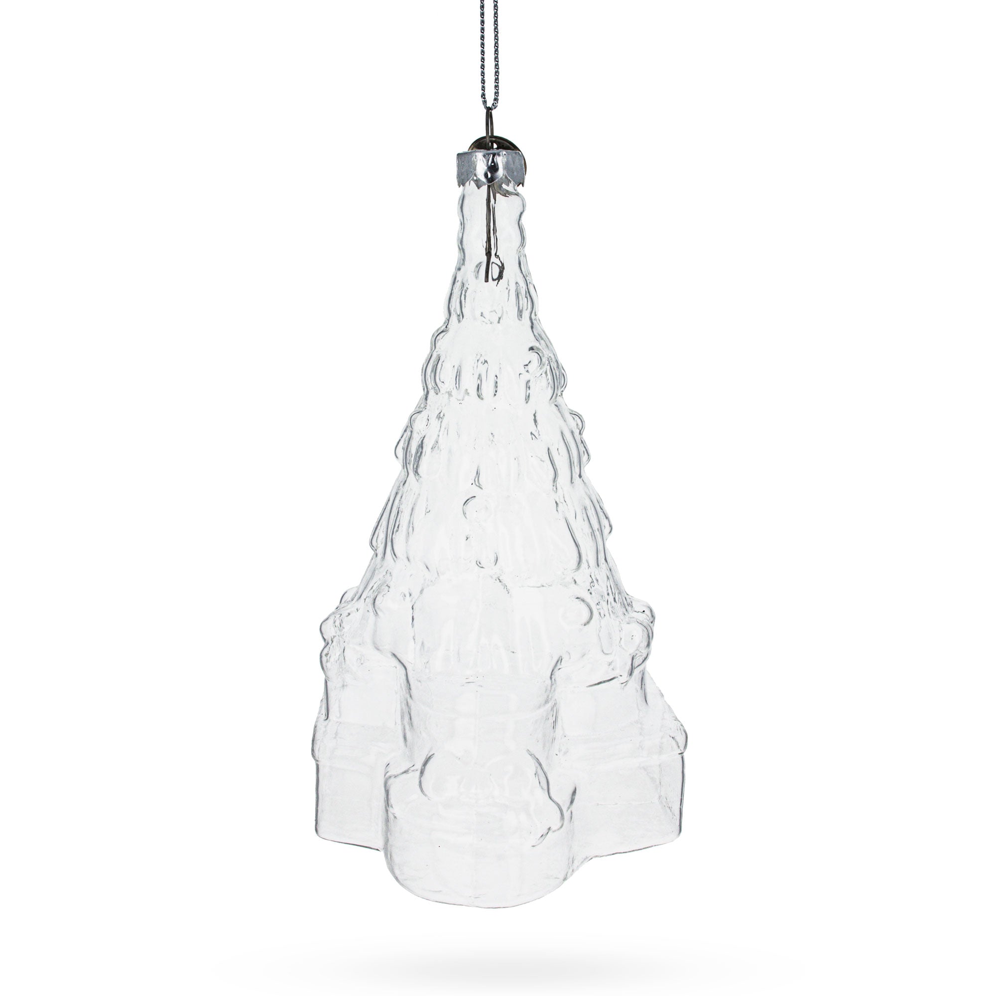 Festive Gifts By Christmas Tree - Blown Clear Glass Christmas Ornament.