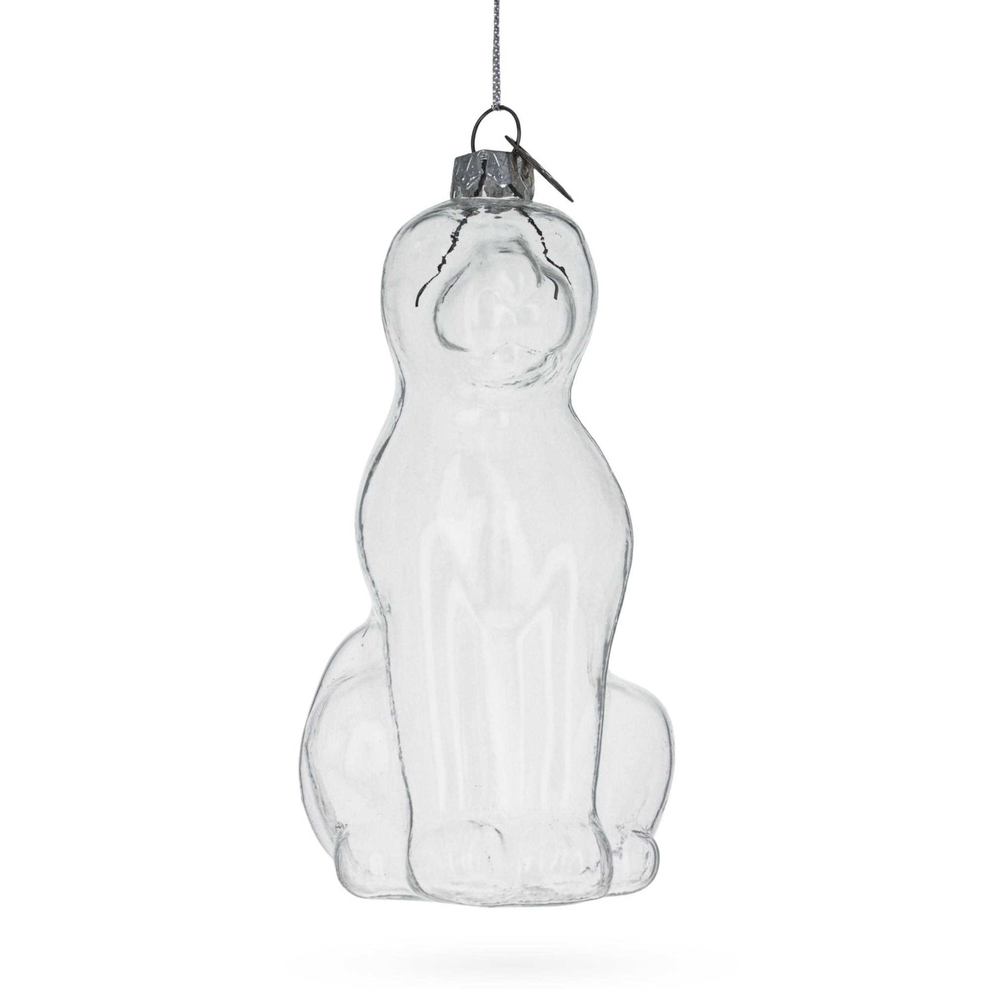 Sitting Dog - Blown Clear Glass Christmas Ornament