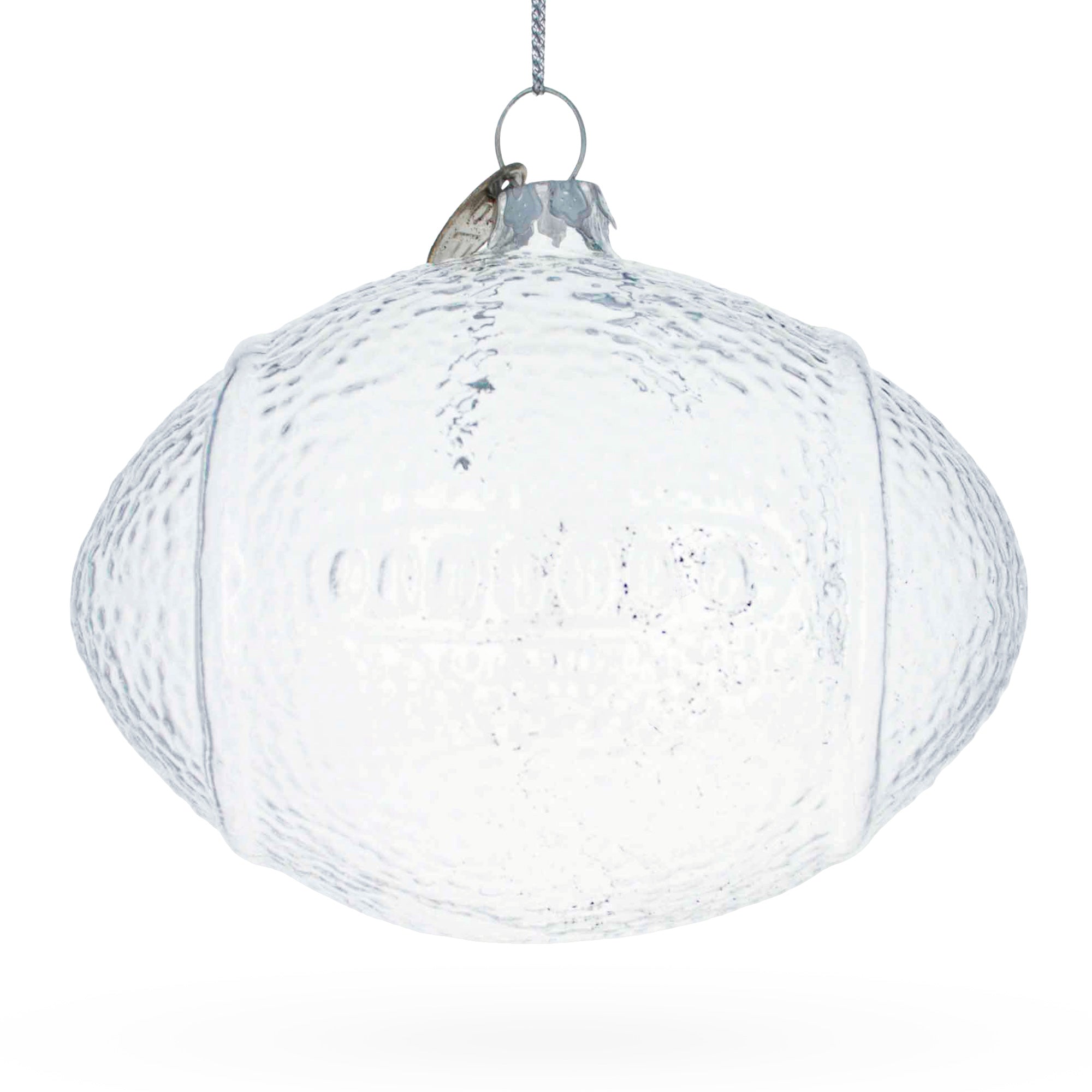 Sporty Football - Clear Blown Glass Christmas Ornament