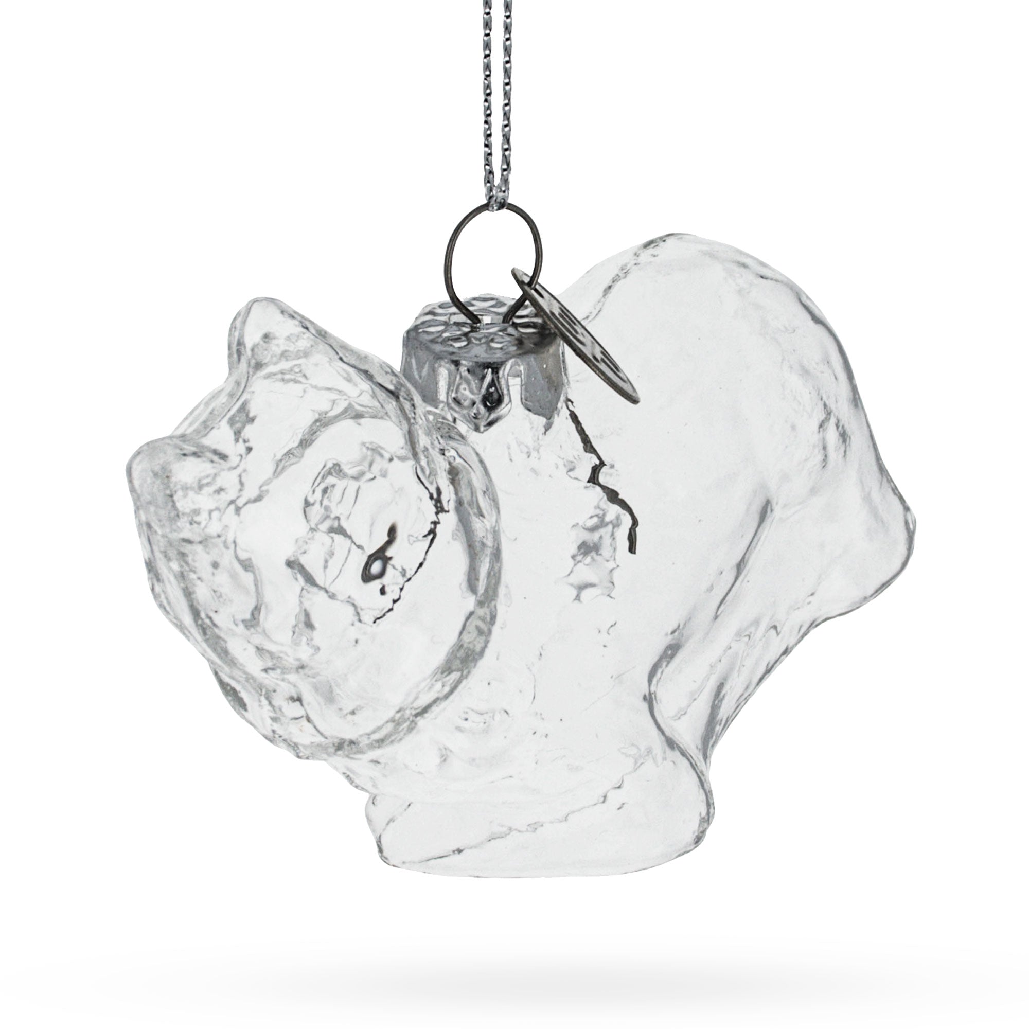 Cozy Cat In Scarf - Clear Blown Glass Christmas Ornament