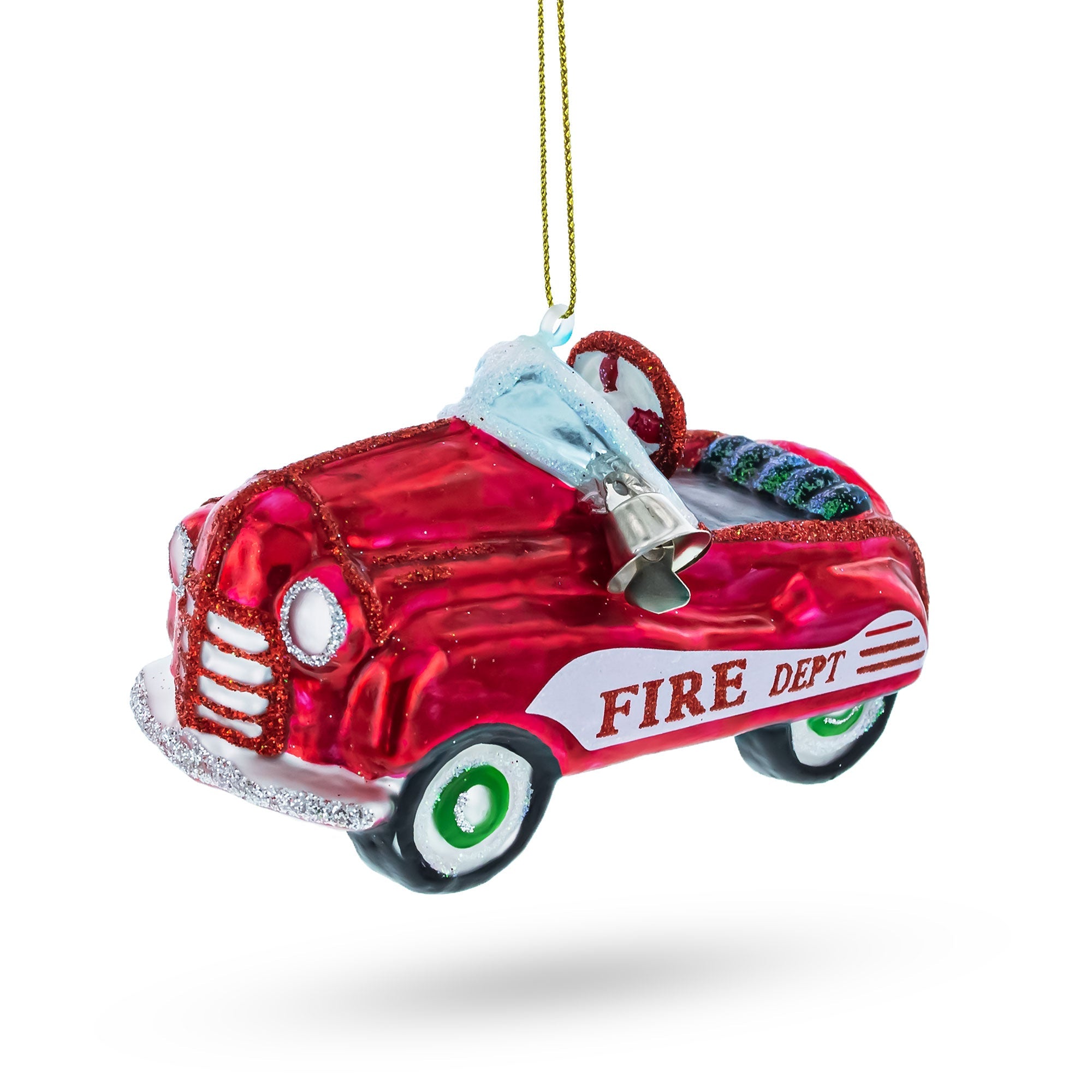 Timeless Joyride: Nostalgic Retro Toy Car - Blown Glass Christmas Ornament