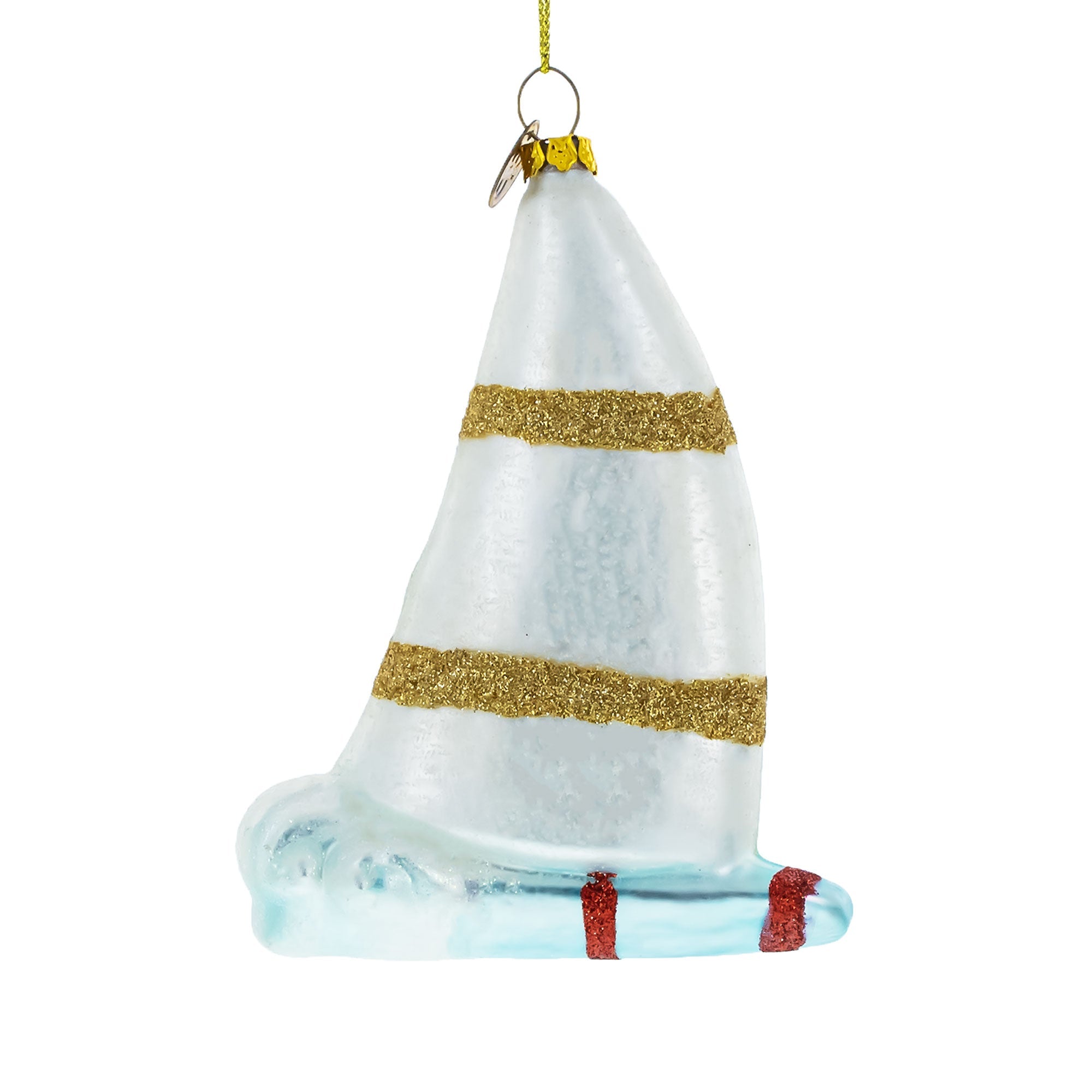 Whimsical Alligator Windsurfer - Blown Glass Christmas Ornament