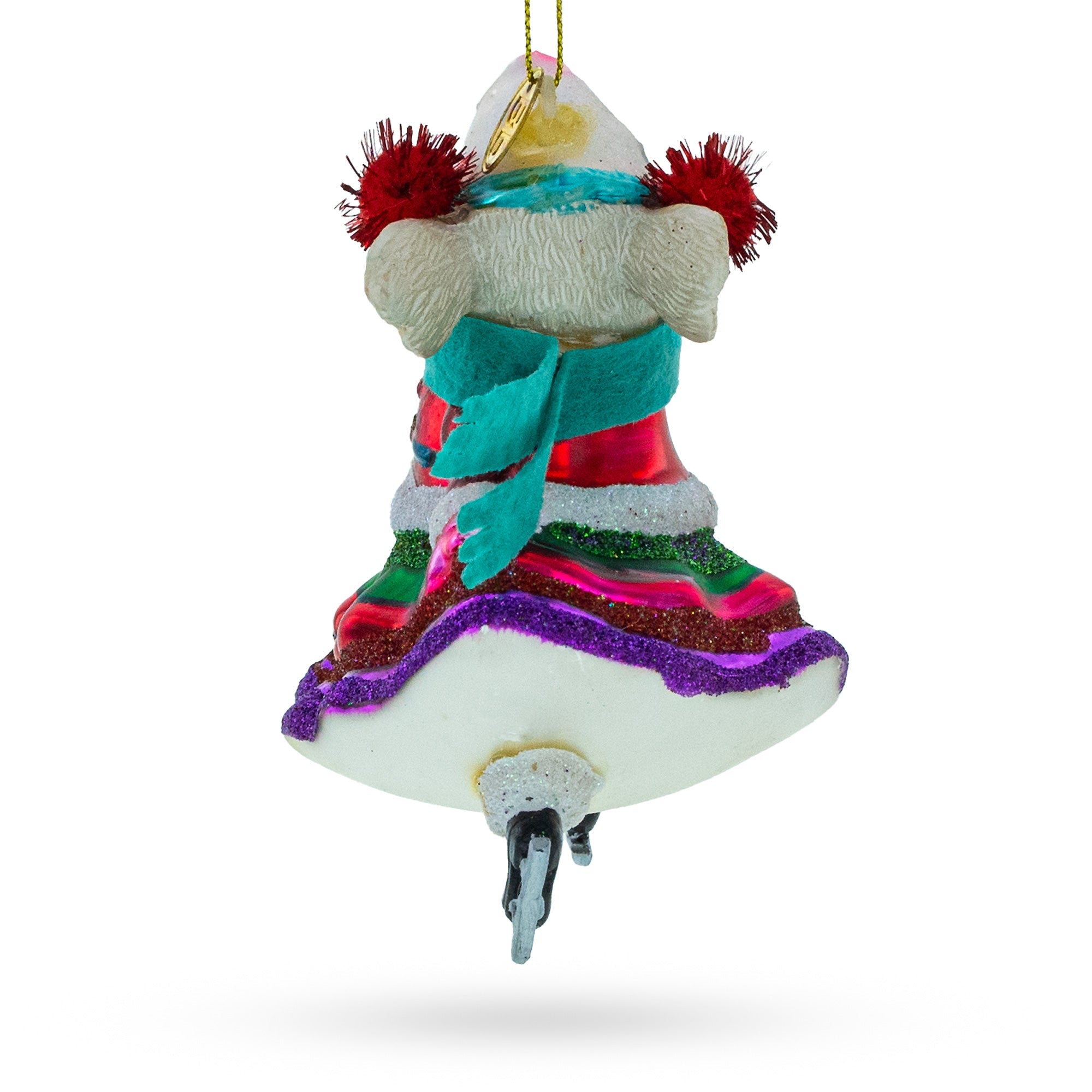 Graceful Mouse On Ice Skates - Blown Glass Christmas Ornament