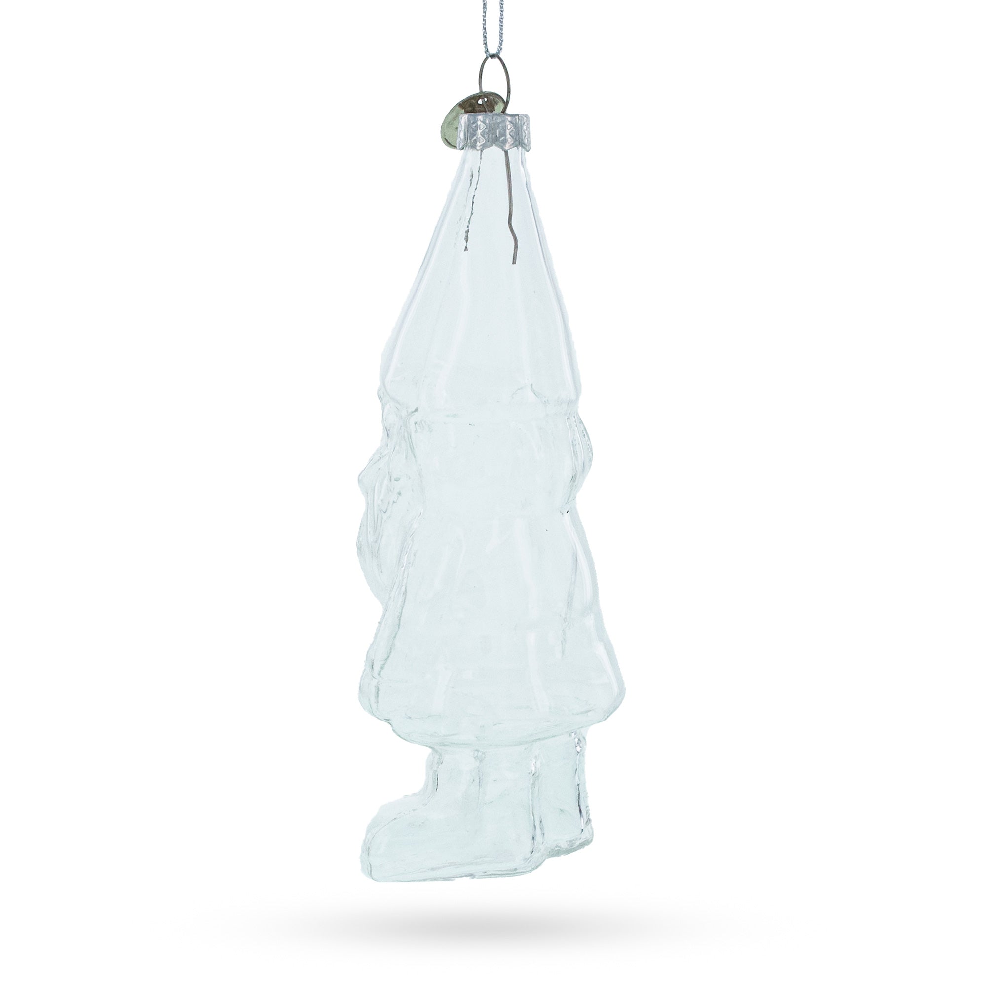 Whimsical Enchanted Gnome - Clear Blown Glass Christmas Ornament